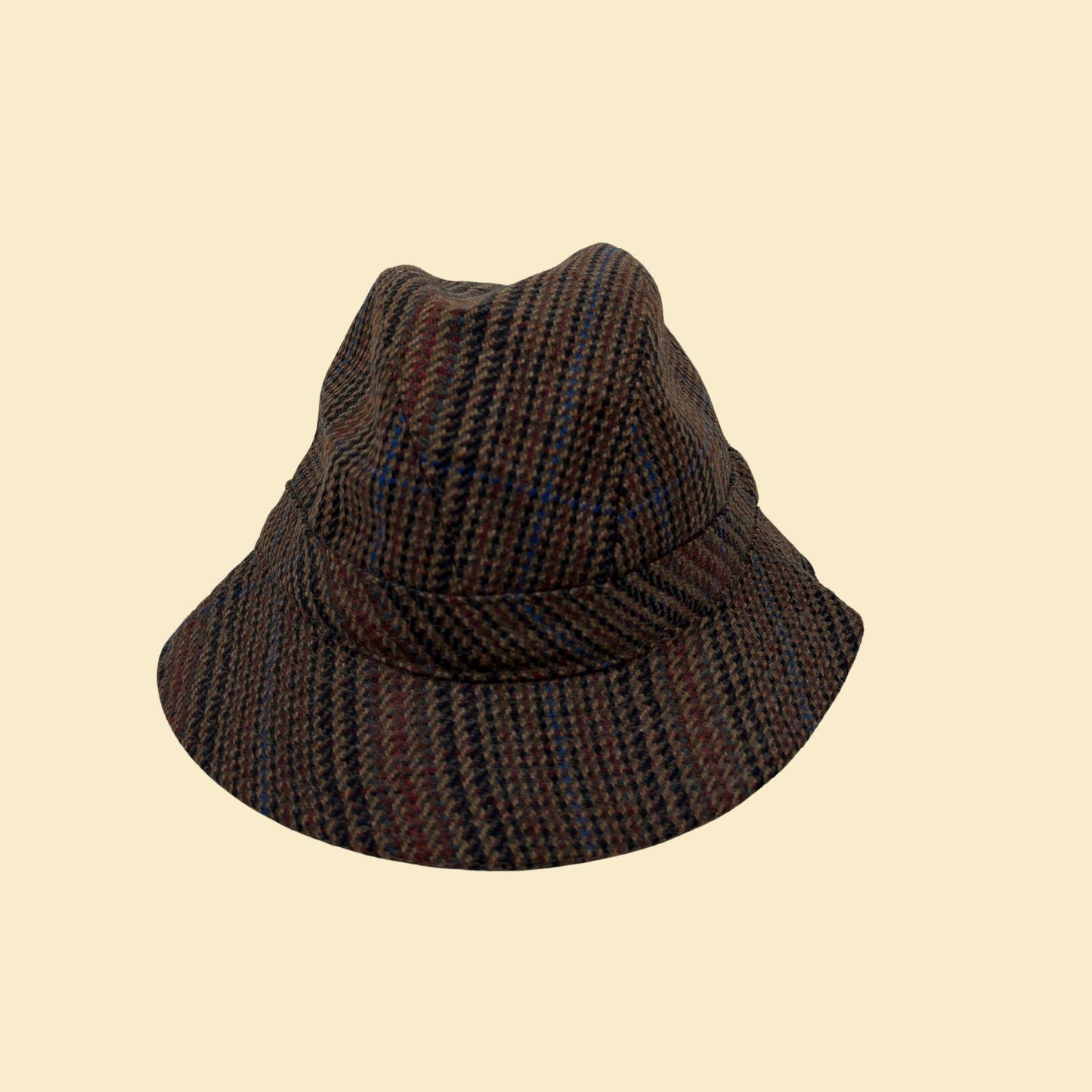 1950s Abercrombie & Fitch hat, vintage 7 1/8 lambswool men's tweed bucket hat, made in Scotland