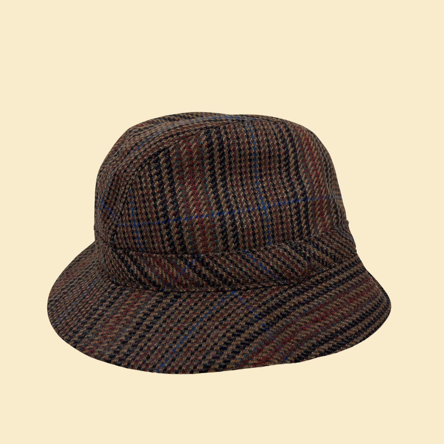 1950s Abercrombie & Fitch hat, vintage 7 1/8 lambswool men's tweed bucket hat, made in Scotland