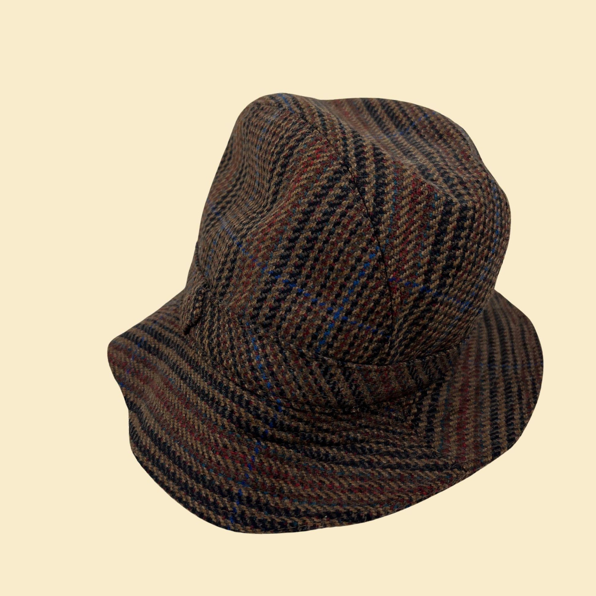 1950s Abercrombie & Fitch hat, vintage 7 1/8 lambswool men's tweed bucket hat, made in Scotland