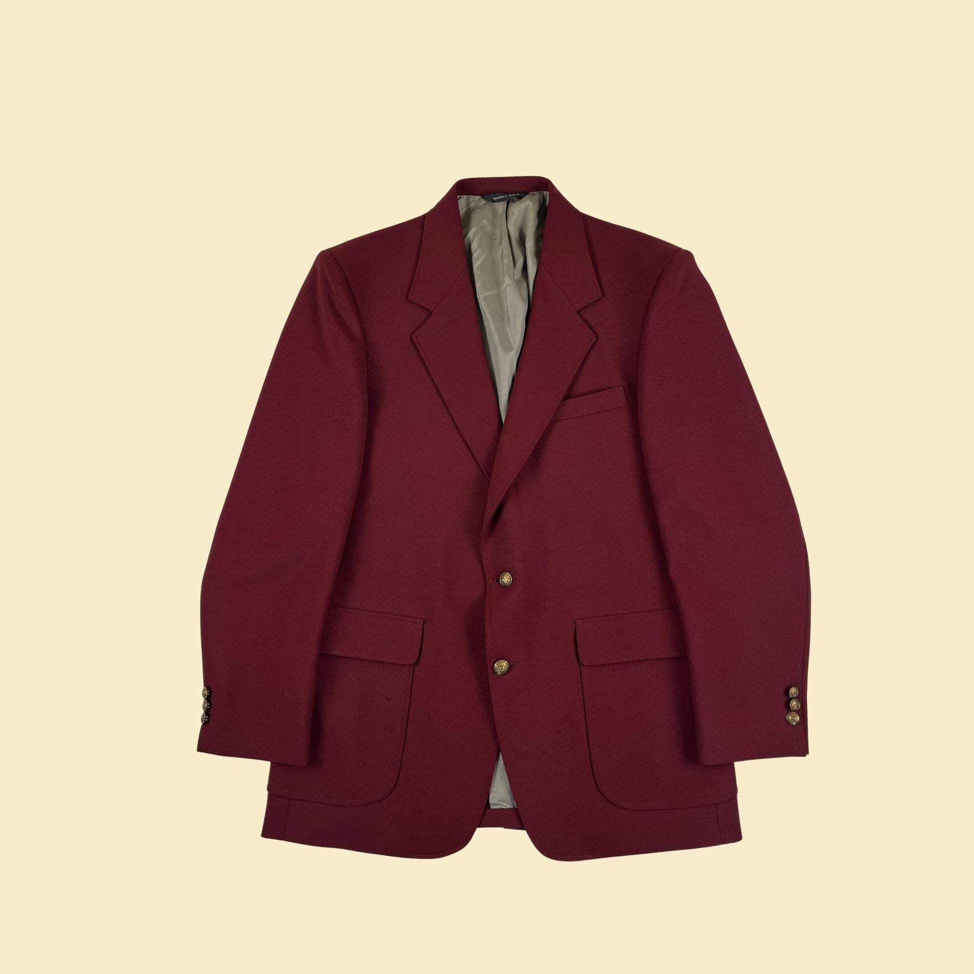 1980s burgundy 42R sports coat by John Peel Ltd., vintage dark red men's suit/blazer jacket