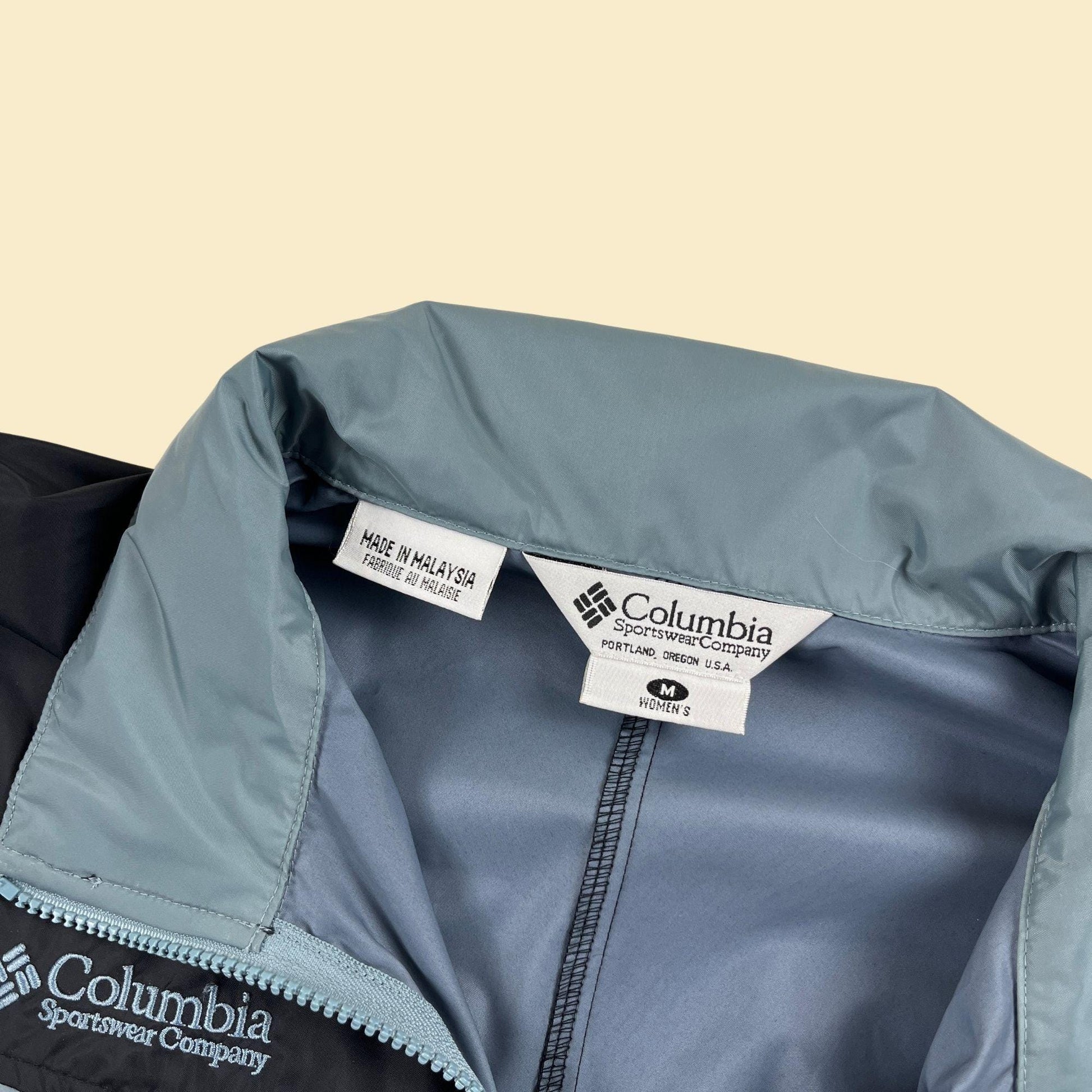 90s/Y2K Columbia Sportswear M windbreaker, vintage women's grey & black zip up track/outdoors jacket