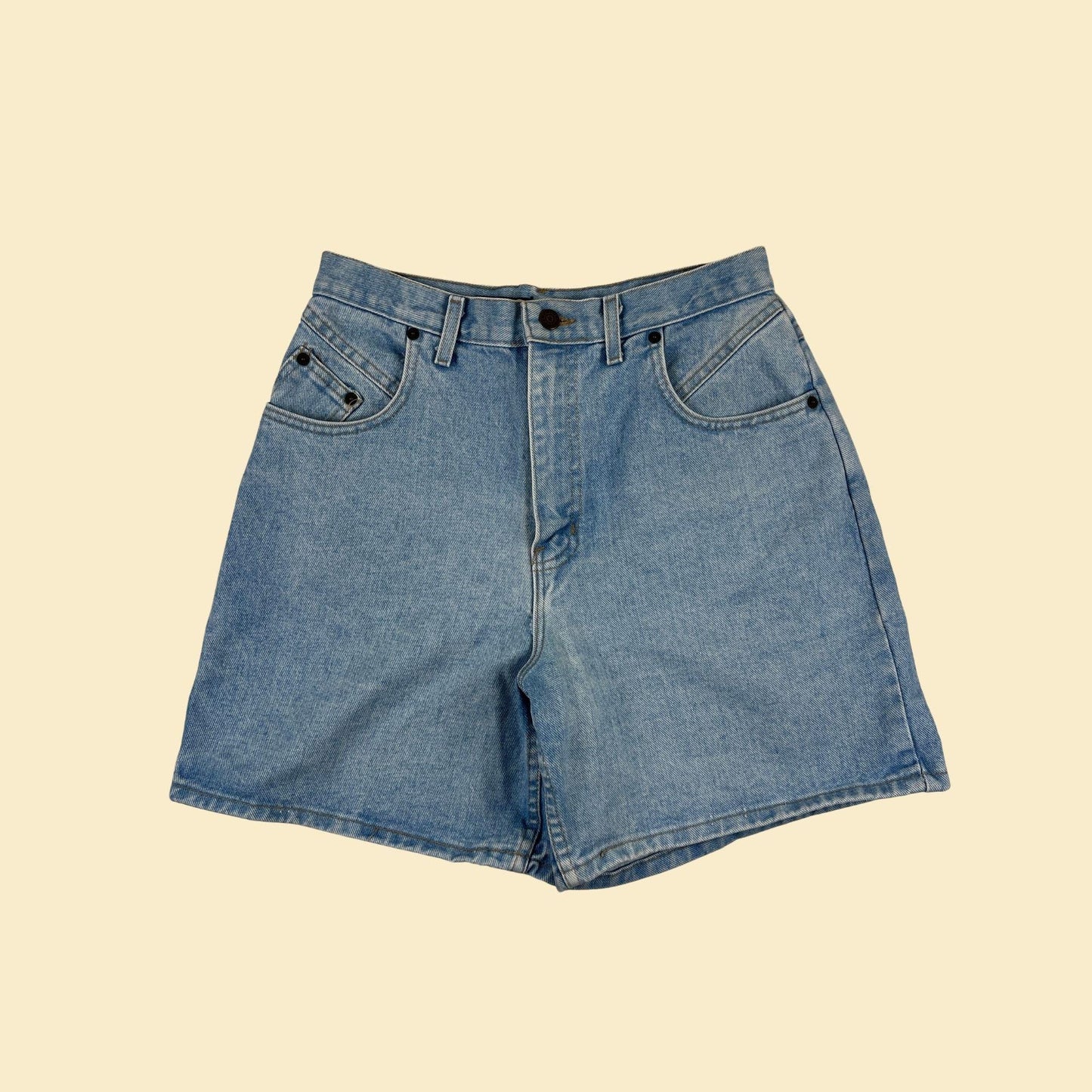 90s denim shorts size 12 by Faded Glory, vintage light to medium wash high rise women's jean shorts