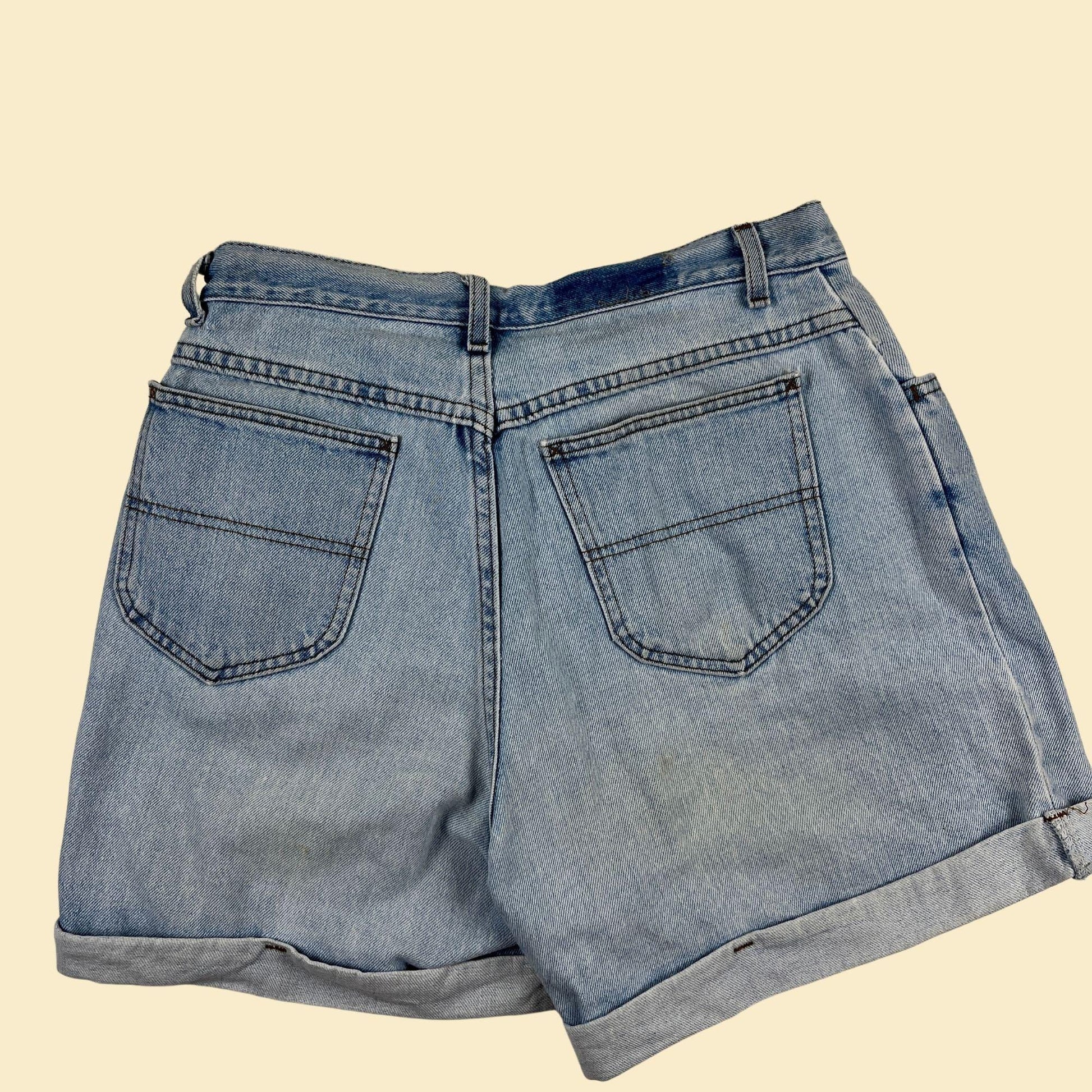 1990s Lee Riders denim shorts, women's 31.5" waist high rise light wash jean shorts w/ cuffs