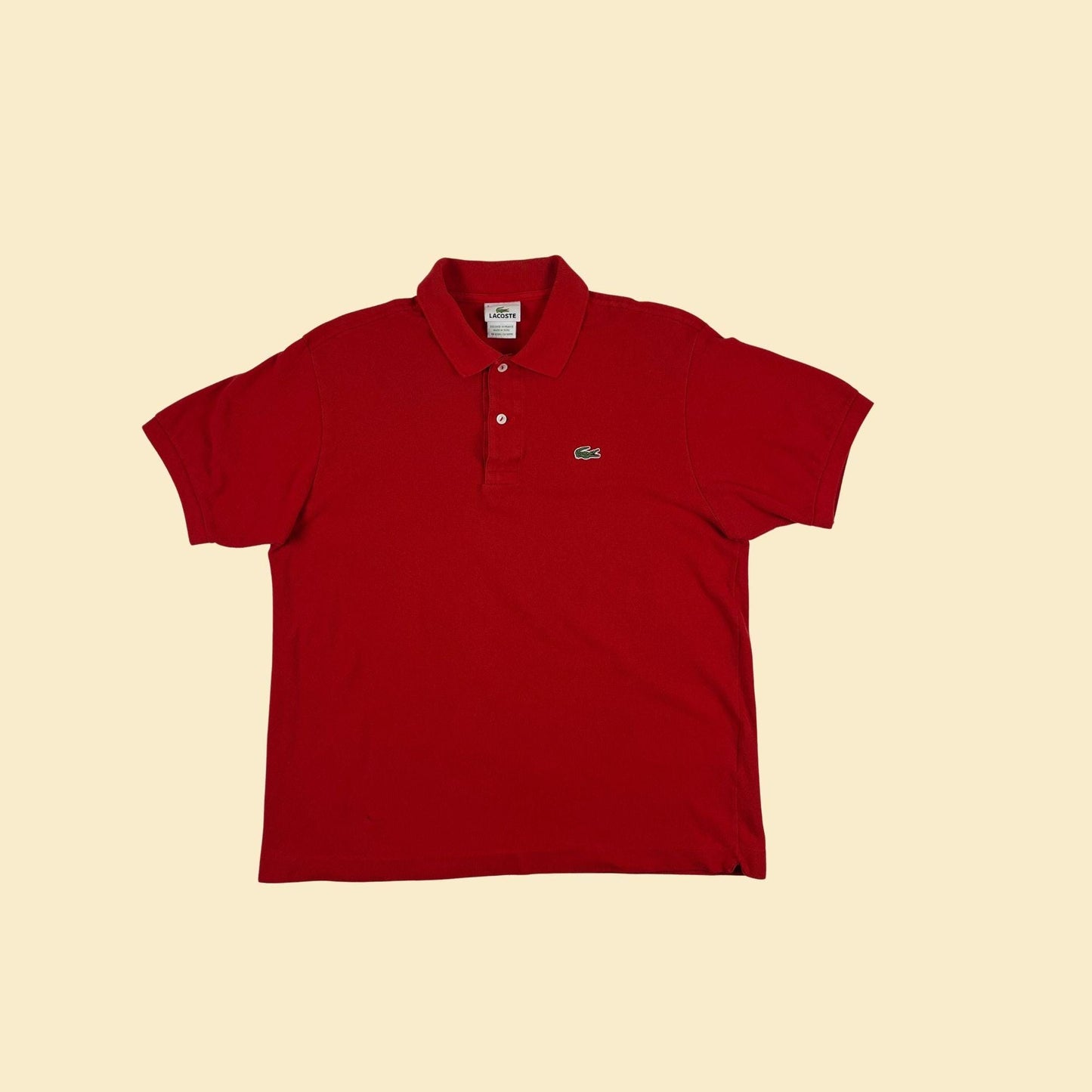 90s Lacoste polo shirt, red size 5 women's short sleeve polo top