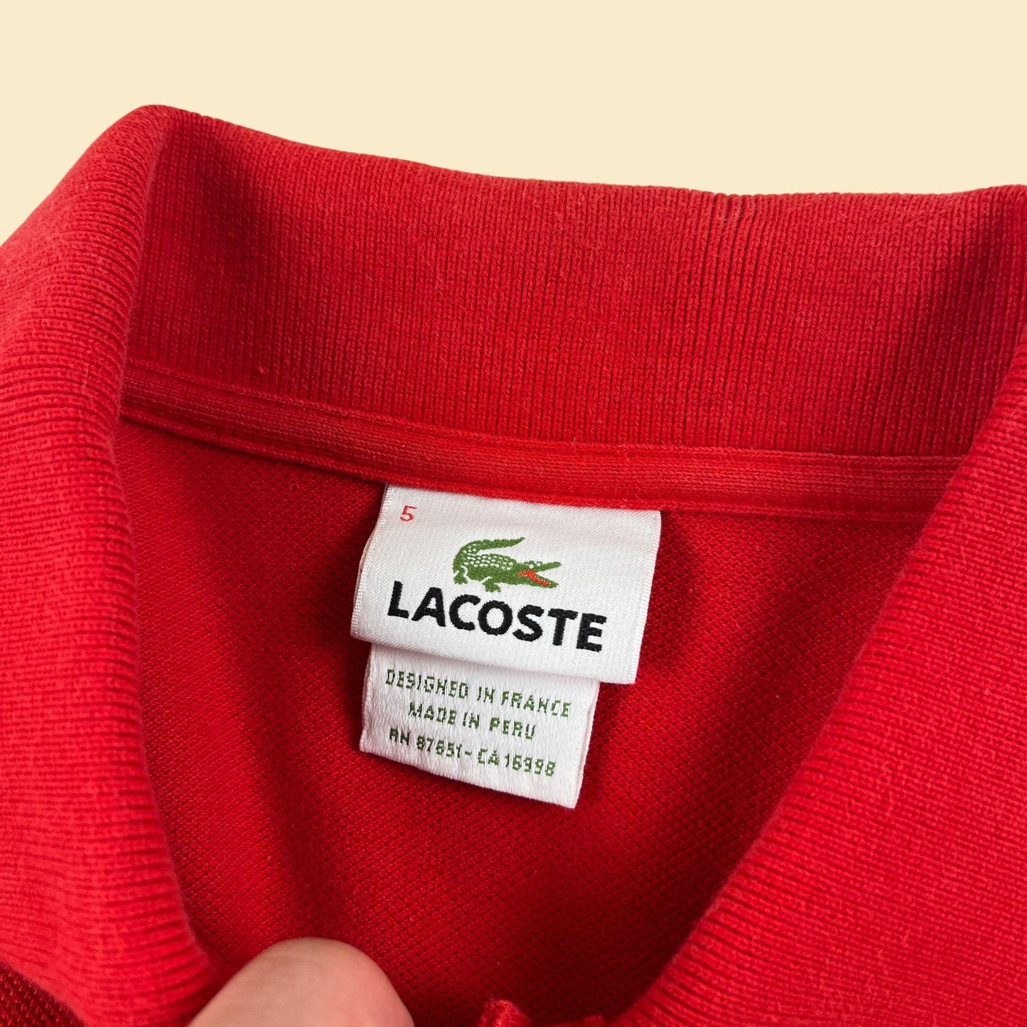 90s Lacoste polo shirt, red size 5 women's short sleeve polo top