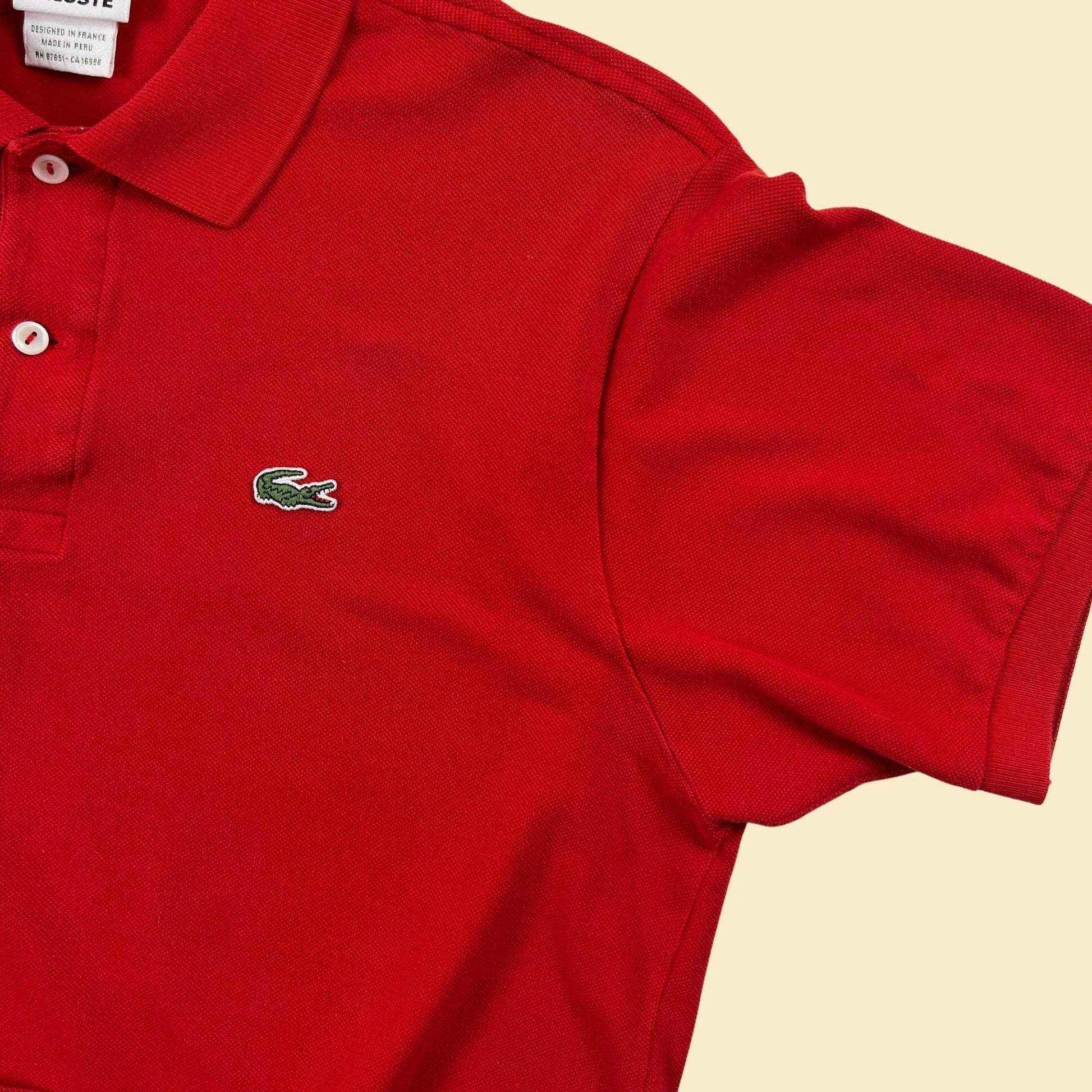 90s Lacoste polo shirt, red size 5 women's short sleeve polo top