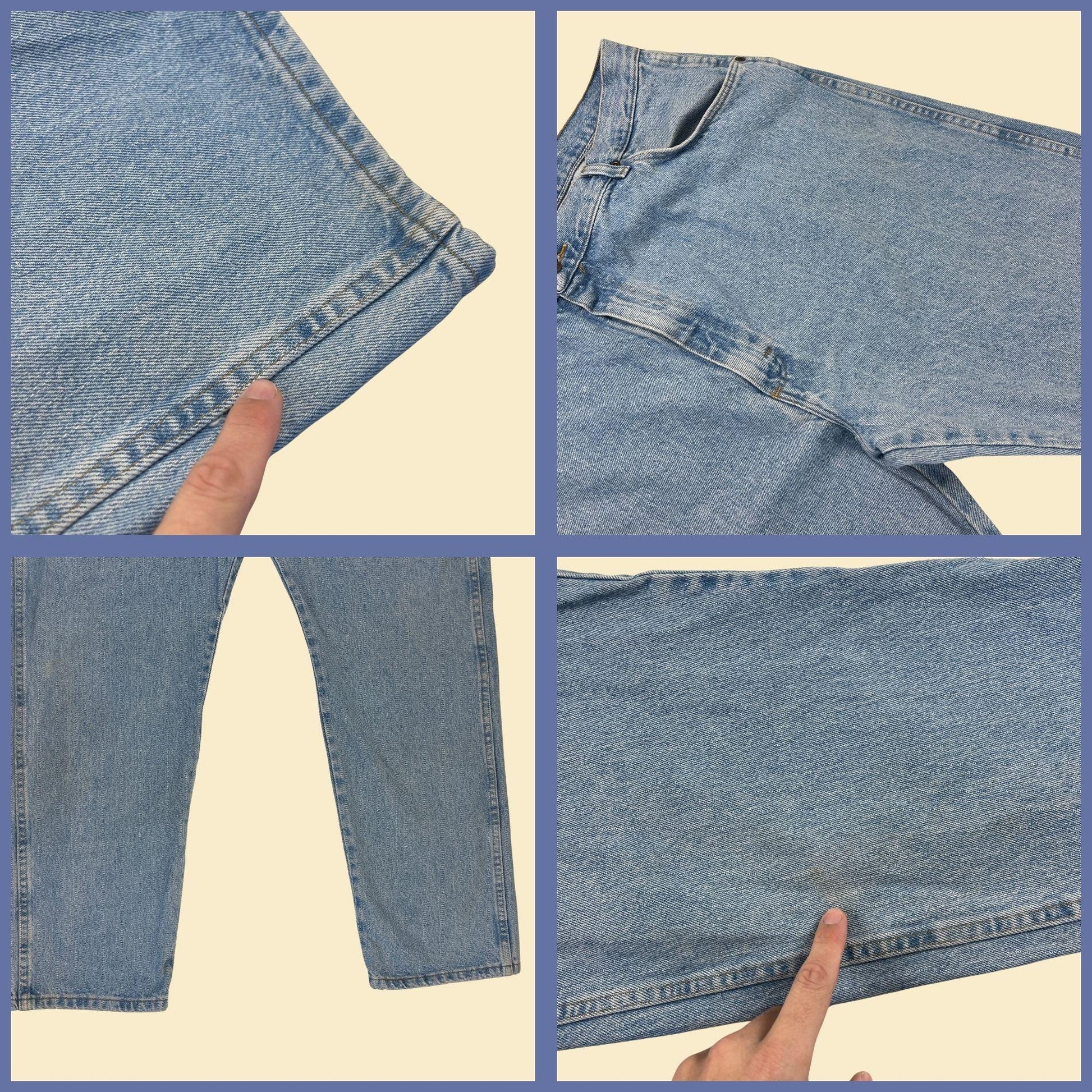 90s Wrangler 42x32 jeans, vintage men's lightwash straight leg denim pants