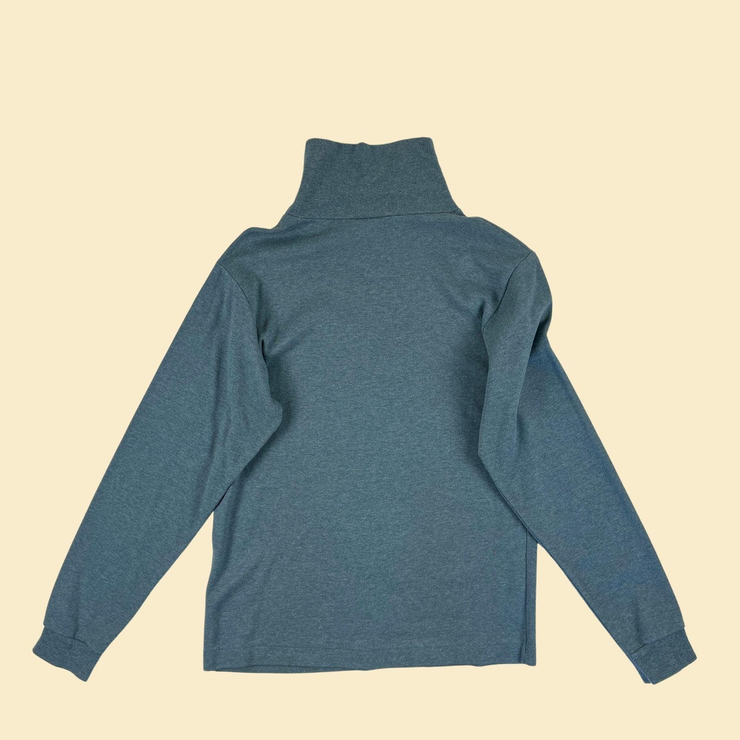 90s L.L. Bean turtleneck shirt, teal blue vintage XS to S long sleeve top