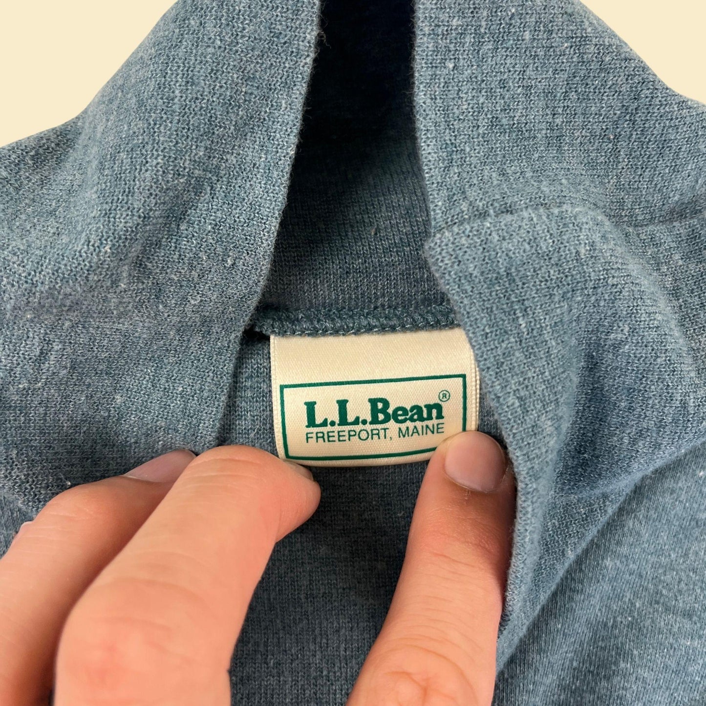 90s L.L. Bean turtleneck shirt, teal blue vintage XS to S long sleeve top