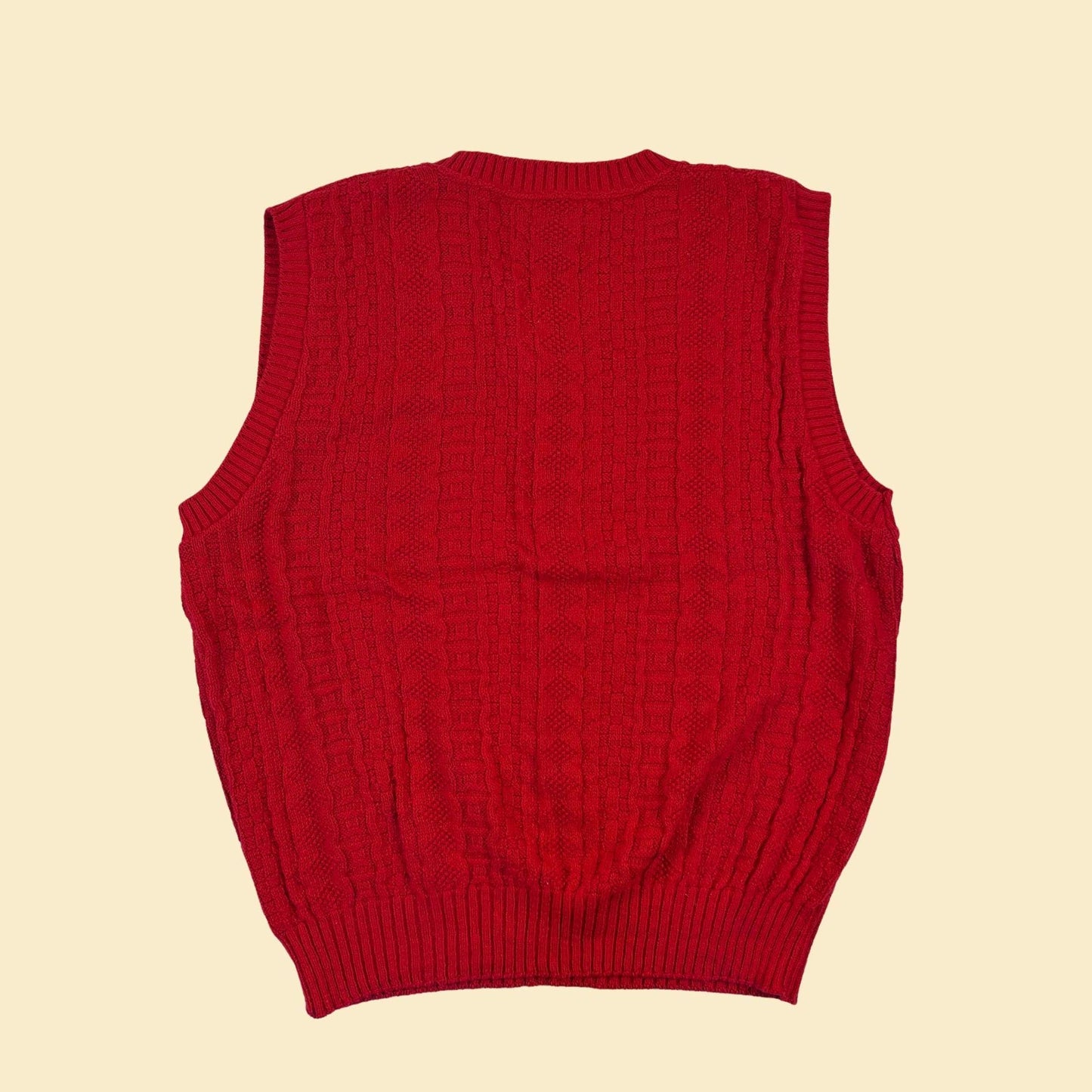 1990s L red sweater vest, vintage knit cotton vest by Roundtree & Yorke, new old stock (w/ tags)