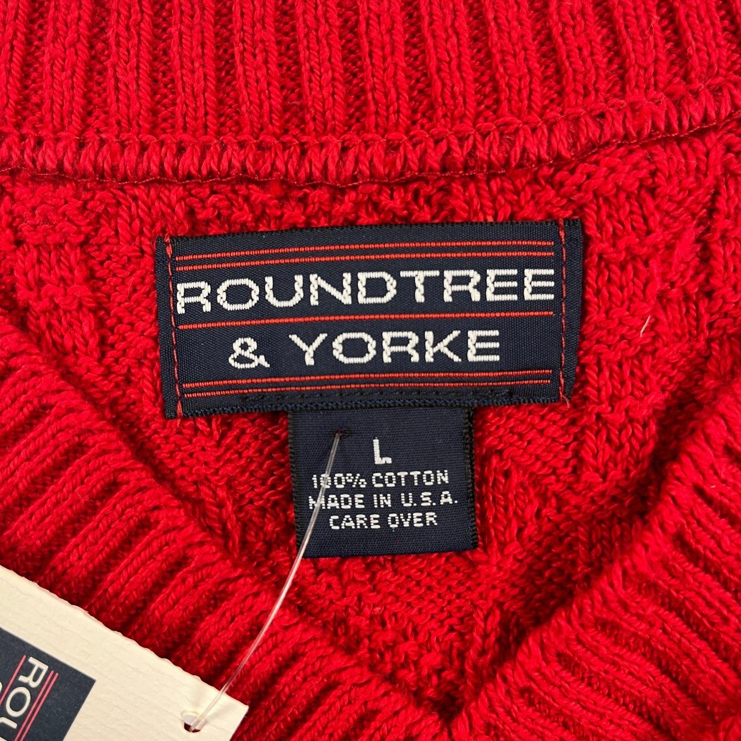 1990s L red sweater vest, vintage knit cotton vest by Roundtree & Yorke, new old stock (w/ tags)