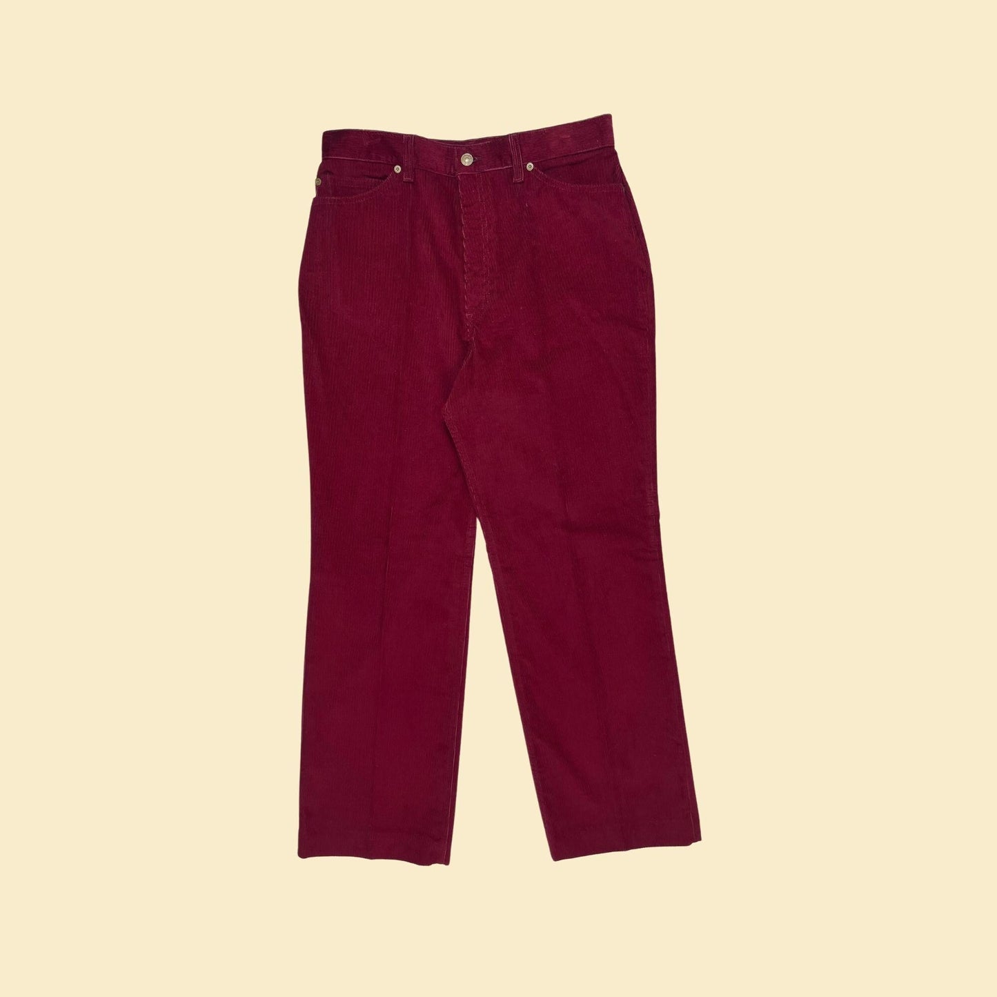 1980s Levi Strauss & Co corduroy pants, size 32 burgundy straight leg USA made pants