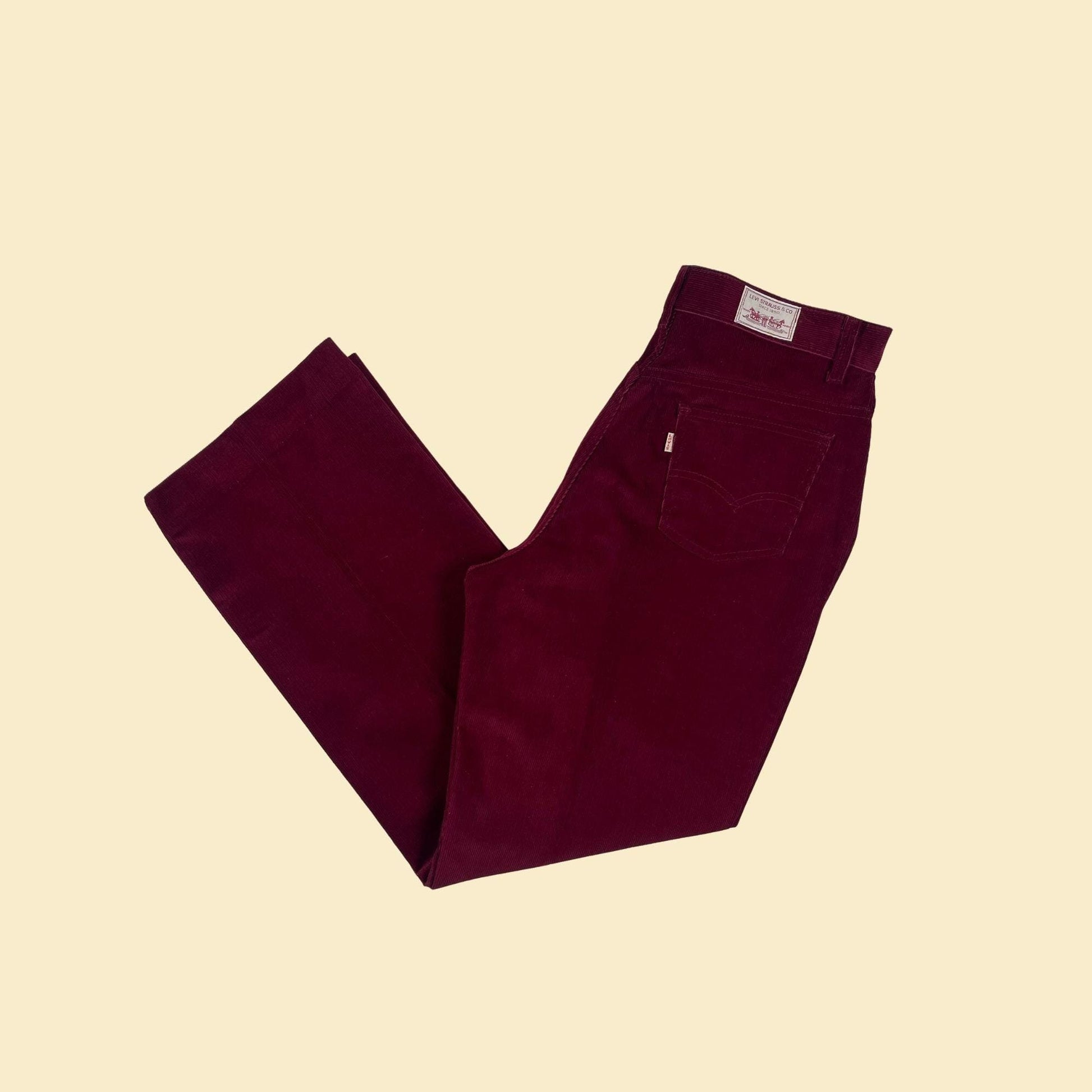 1980s Levi Strauss & Co corduroy pants, size 32 burgundy straight leg USA made pants