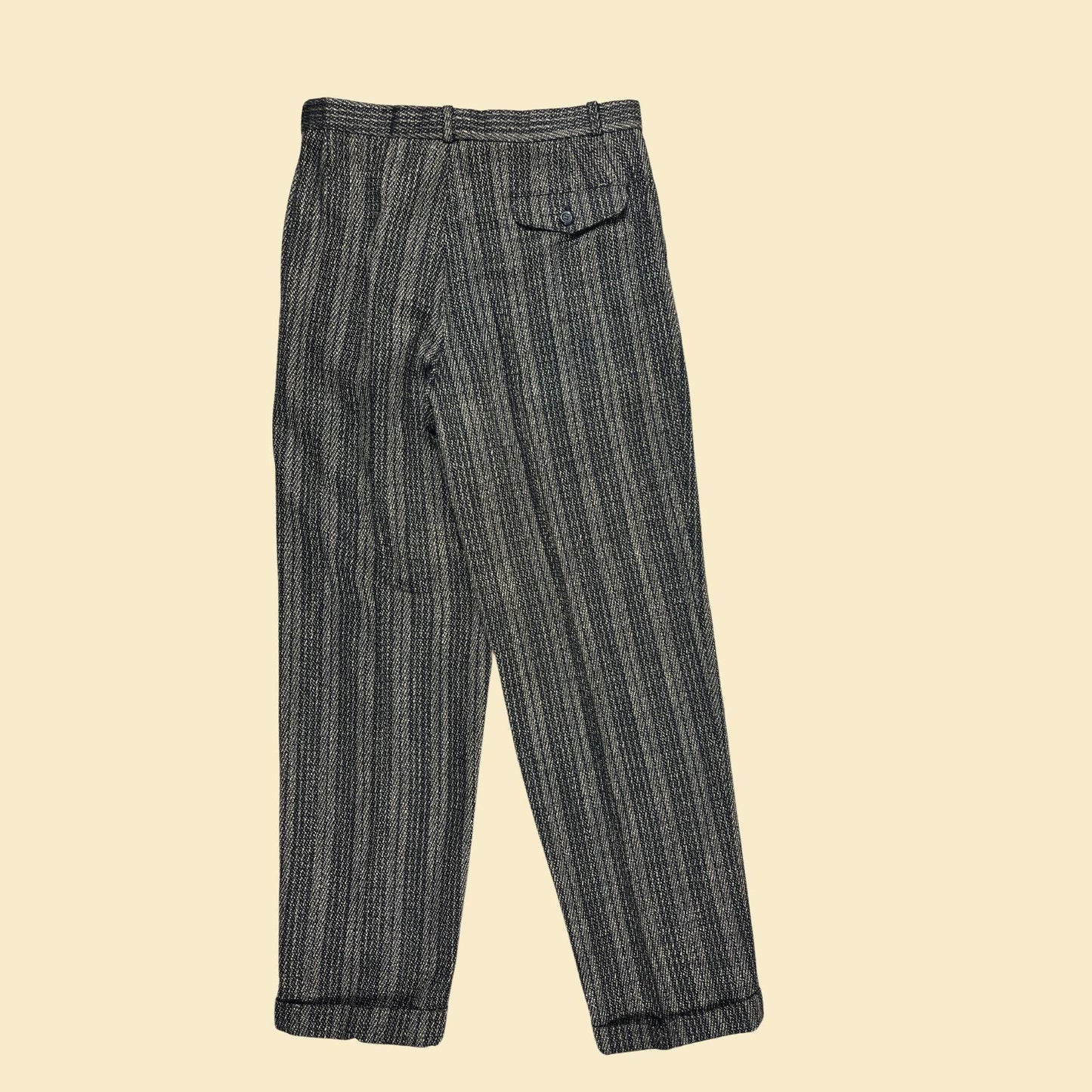 80s/90s men's trousers by J. Todd, size 31x30 men's textured striped pants w/ cuffed legs