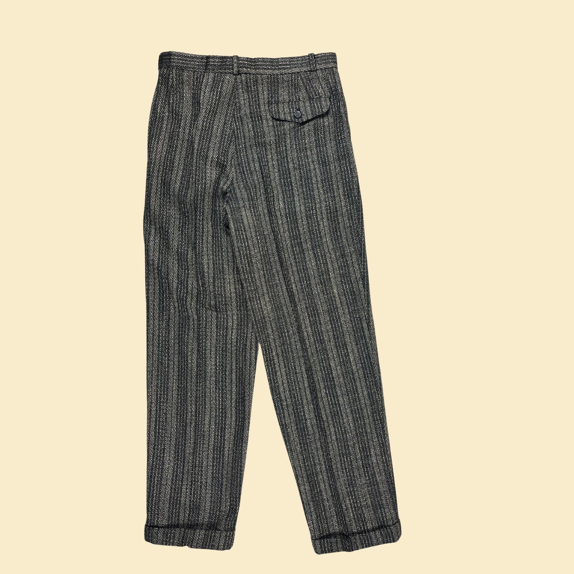 80s/90s men's trousers by J. Todd, size 31x30 men's textured striped pants w/ cuffed legs