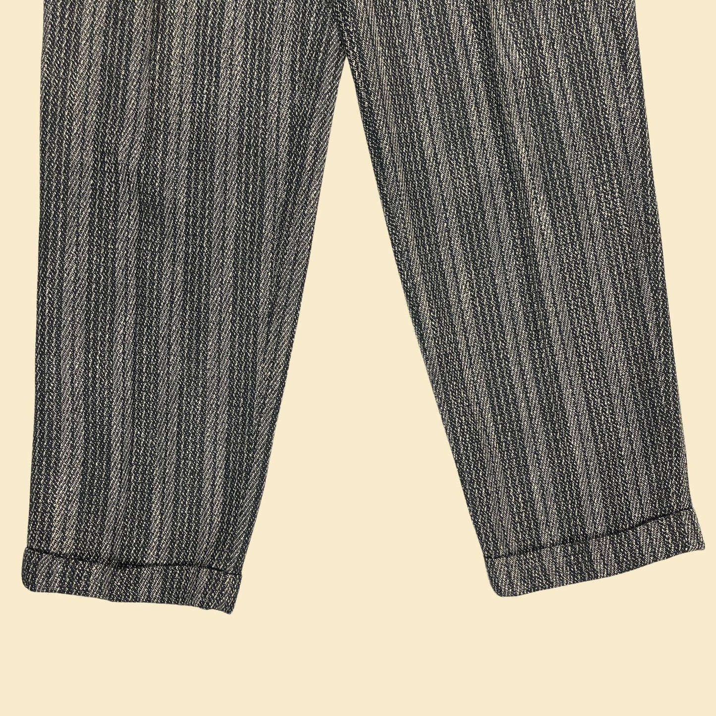 80s/90s men's trousers by J. Todd, size 31x30 men's textured striped pants w/ cuffed legs