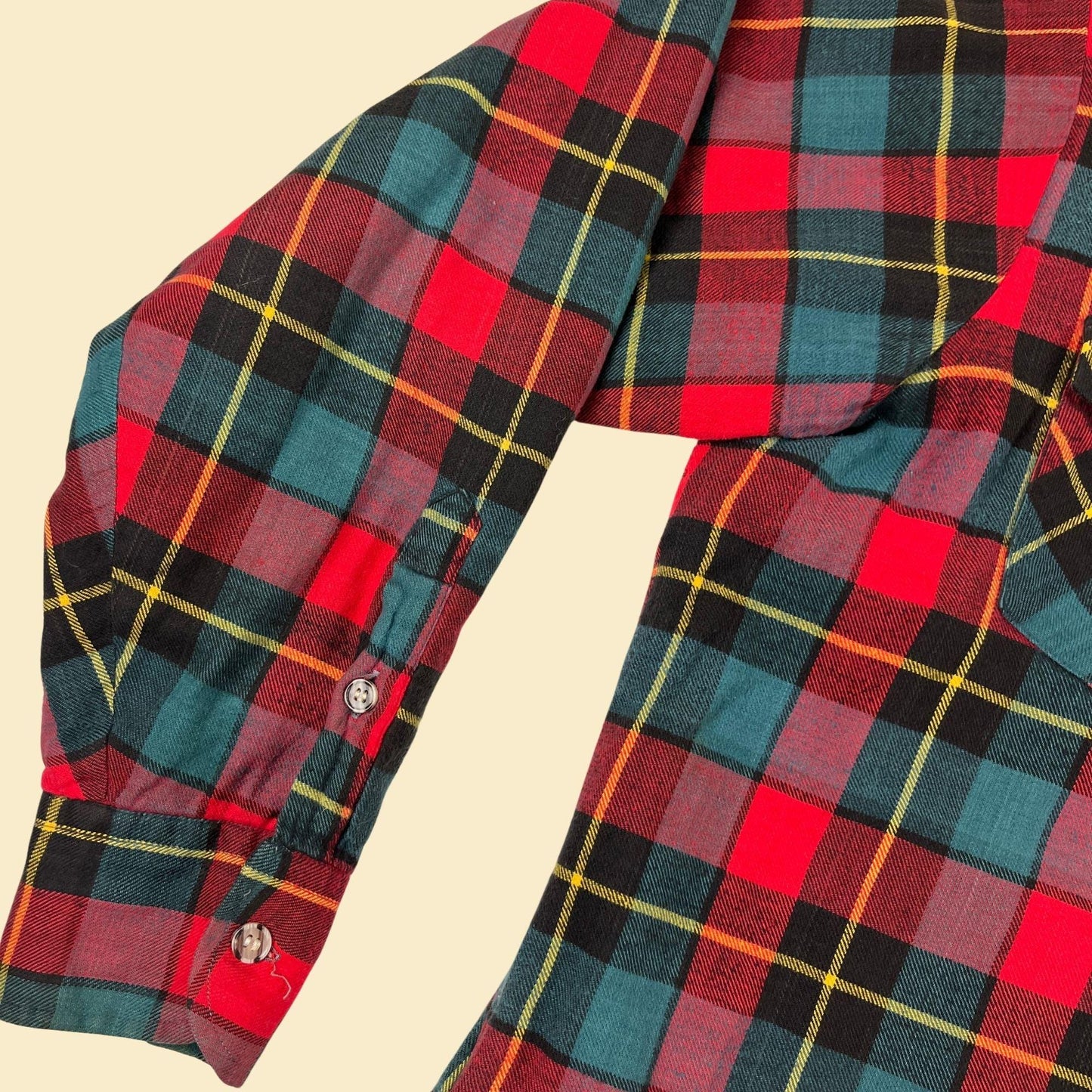 80s quilt-lined plaid flannel jacket, size L vintage plaid red shirt jacket ("shacket") by Arrow Sportswear