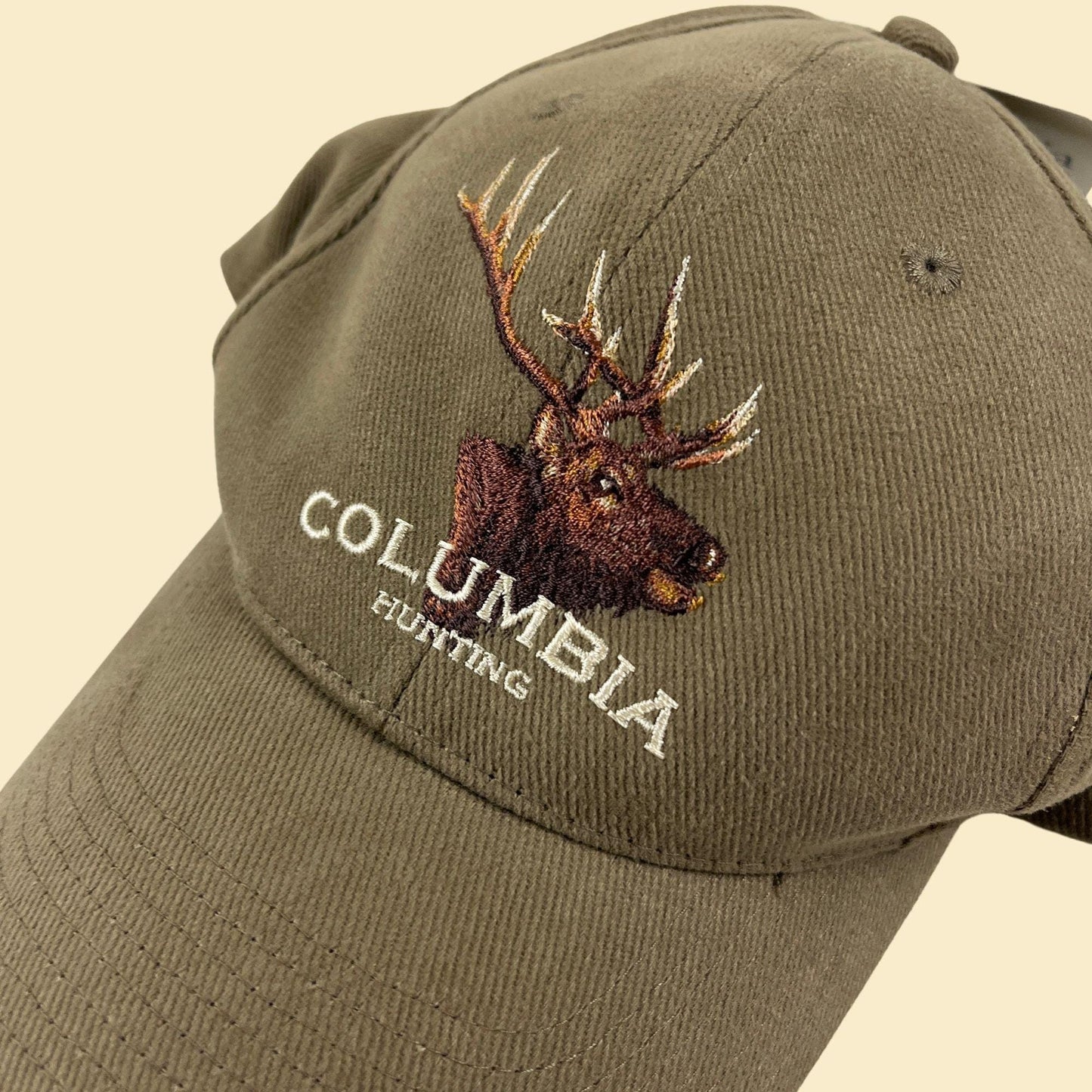 Y2K Columbia Hunting baseball cap, vintage 2000s new old stock beige hat w/ deer