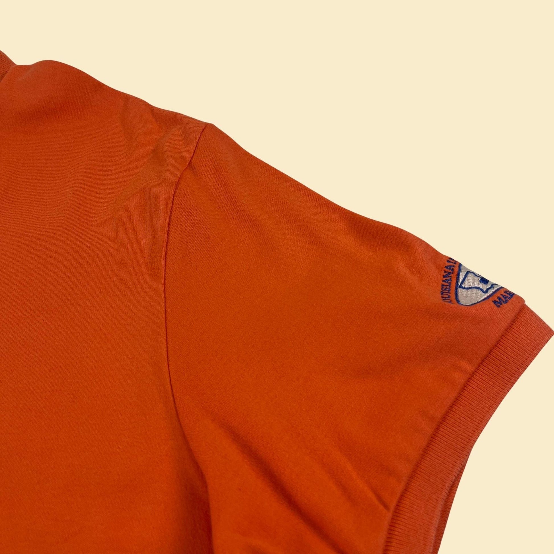 Vintage XL Polo by Ralph Lauren orange shirt, 1990s orange & blue work/Louisiana Marine shirt