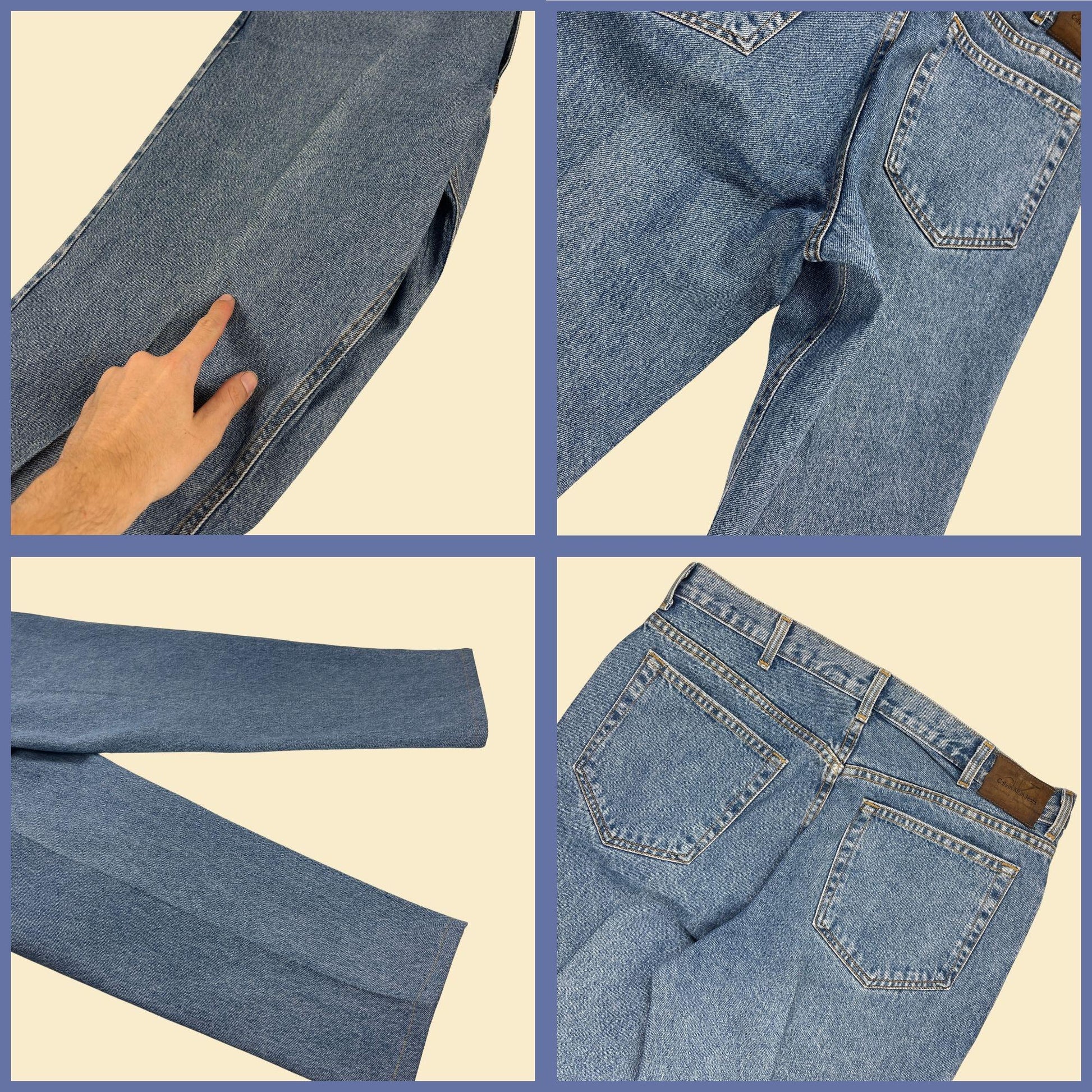 Vintage Calvin Klein 1990s jeans, 36x30 men's stone wash 5 pocket straight leg blue jeans