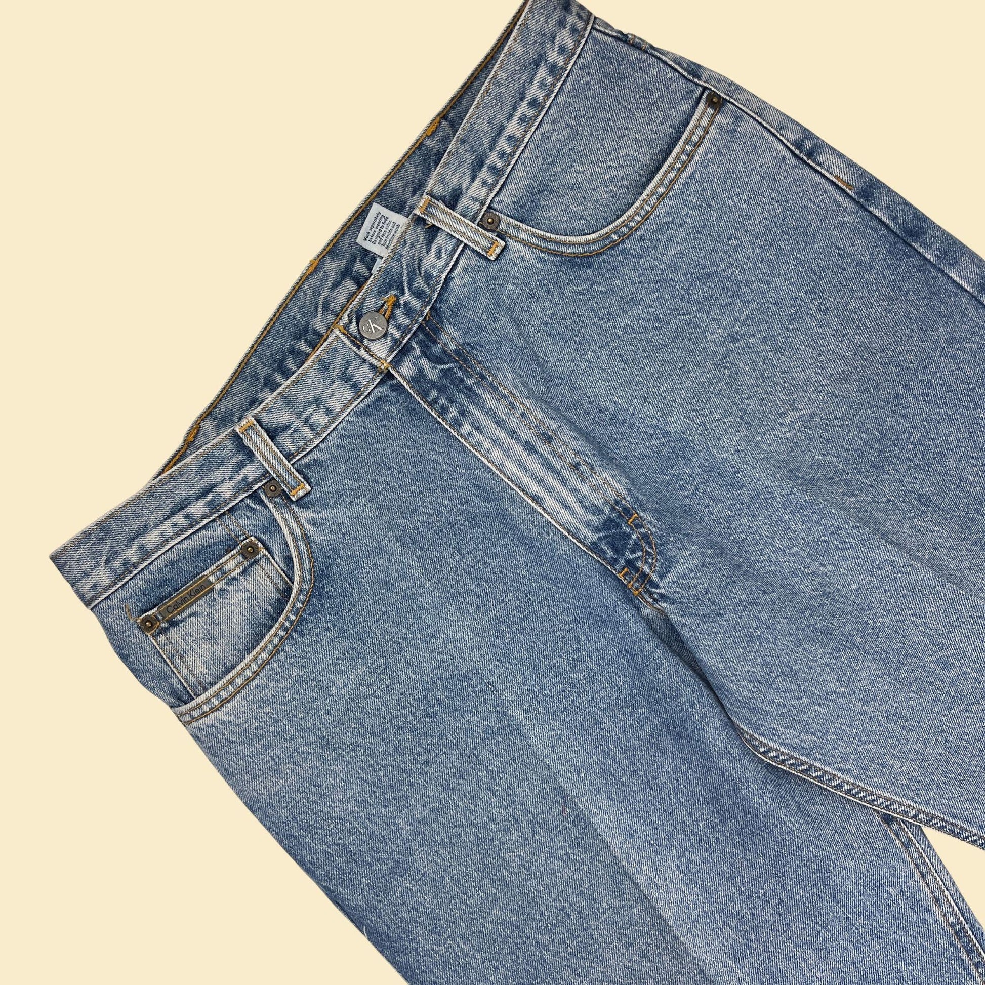 Vintage Calvin Klein 1990s jeans, 36x30 men's stone wash 5 pocket straight leg blue jeans