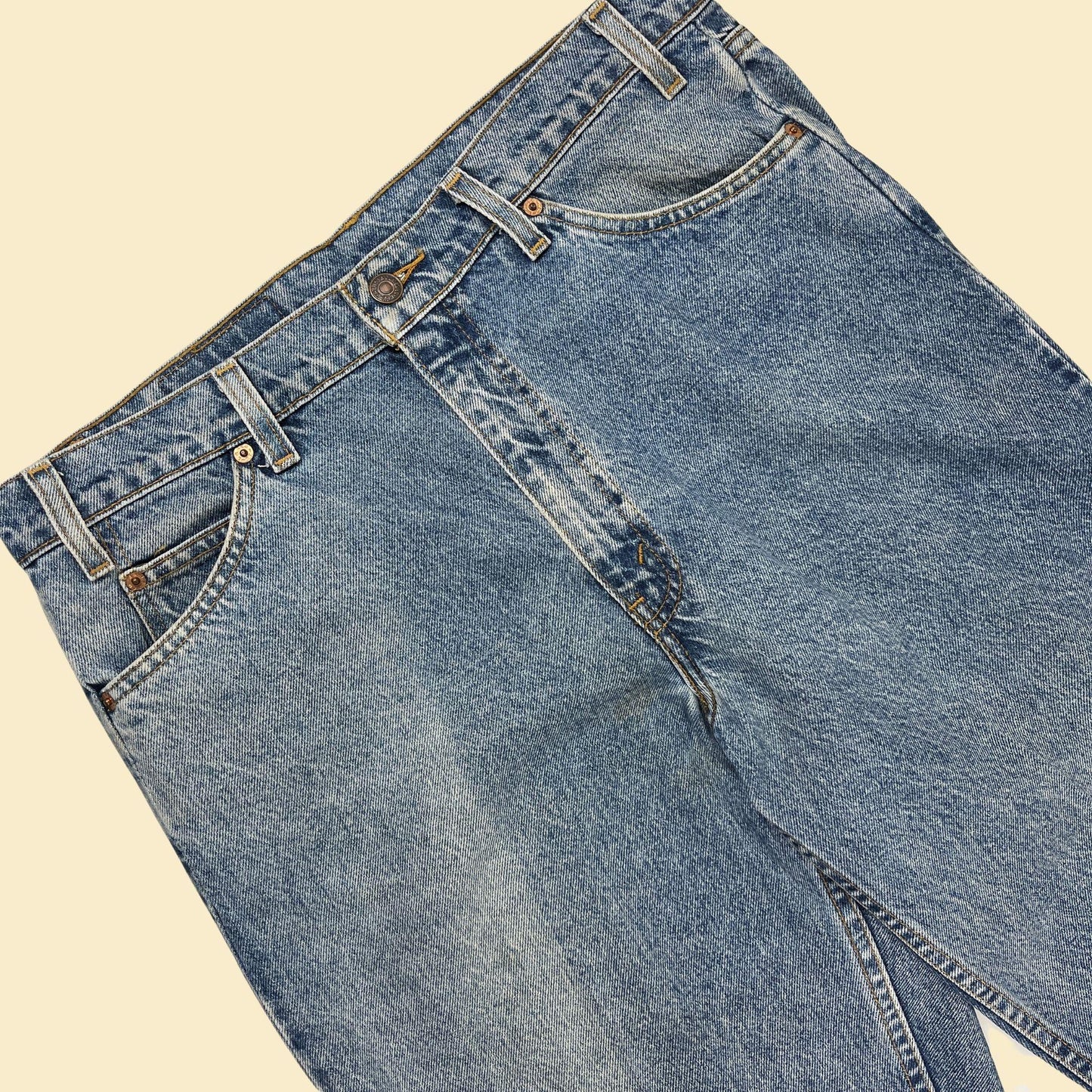 90s Levi's 36x32 orange tab 550 jeans, vintage men's medium wash blue cotton denim pants