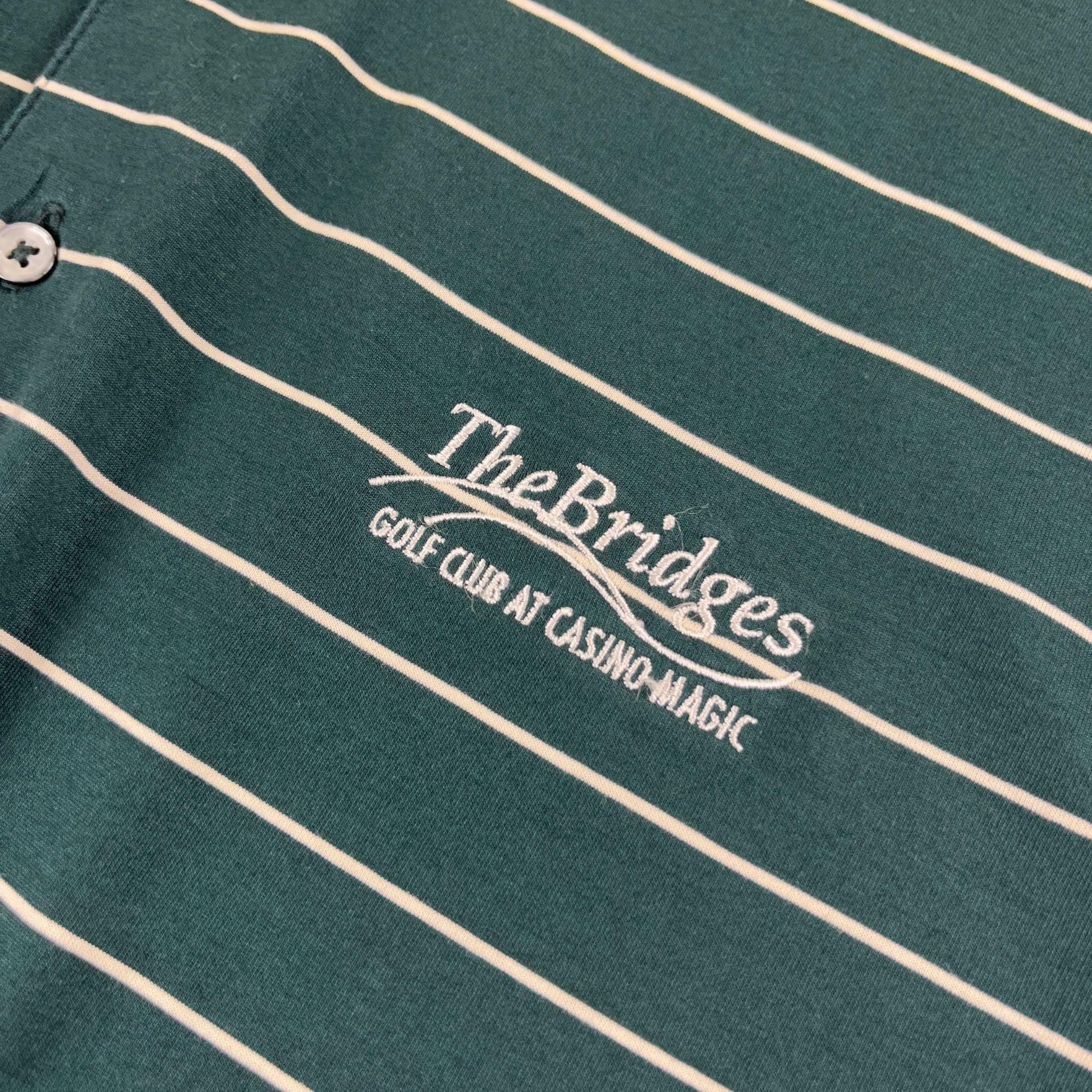 90s striped golf polo by Fairway & Greene, vintage L to XL men's short sleeve green polo top