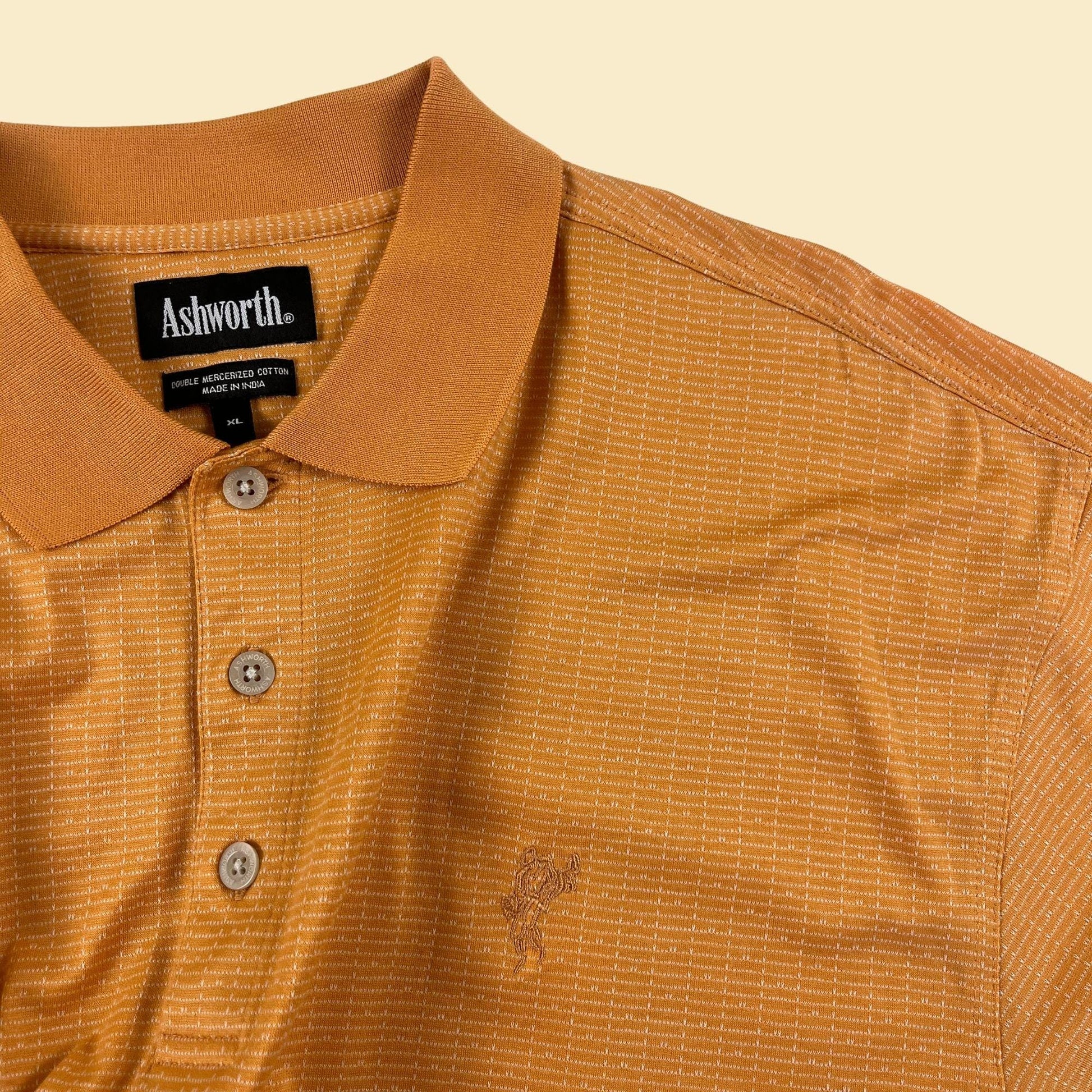 Y2K orange XL golf polo by Ashworth, vintage short sleeve casual golf shirt