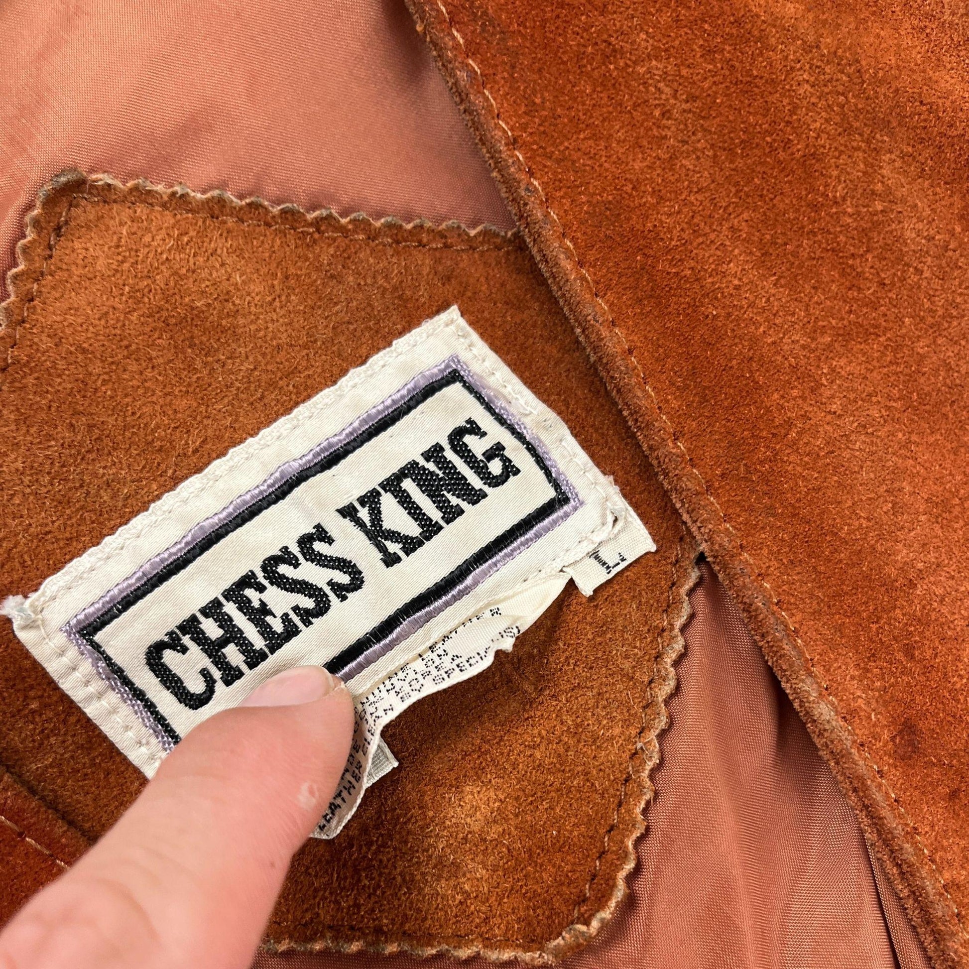 1970s L orange leather vest by Chess King, vintage men's snap clasp burnt orange vest