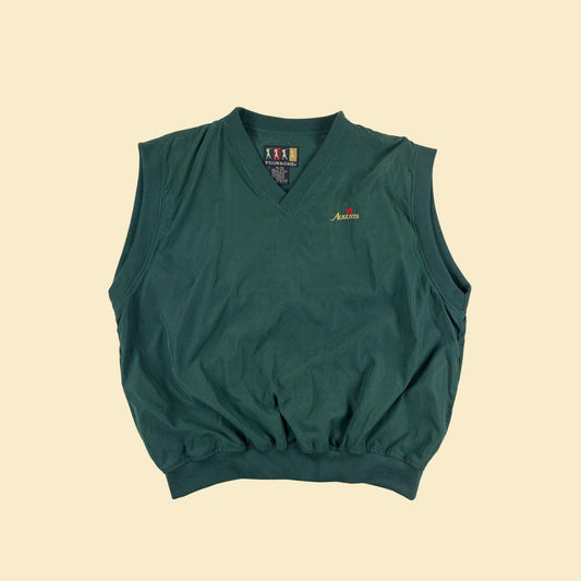 90s XL golf vest by Foursome, vintage dark green windbreaker-style microfiber vest