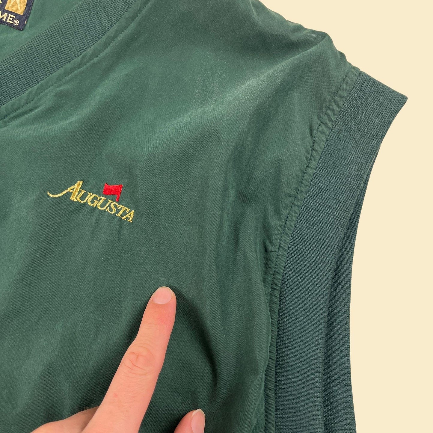 90s XL golf vest by Foursome, vintage dark green windbreaker-style microfiber vest