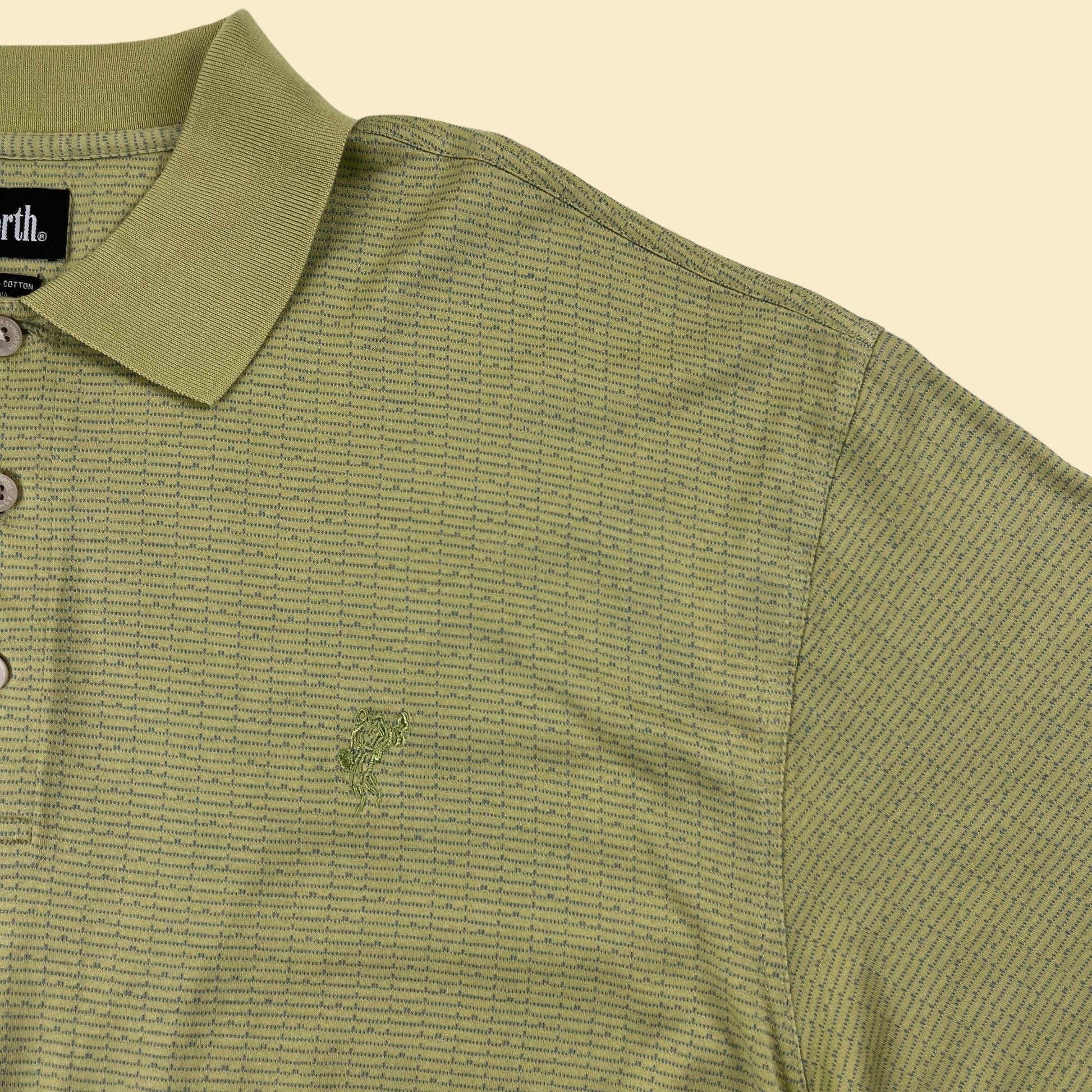 Y2K green XL polo shirt by Ashworth, vintage 2000s men's green cotton golfing polo