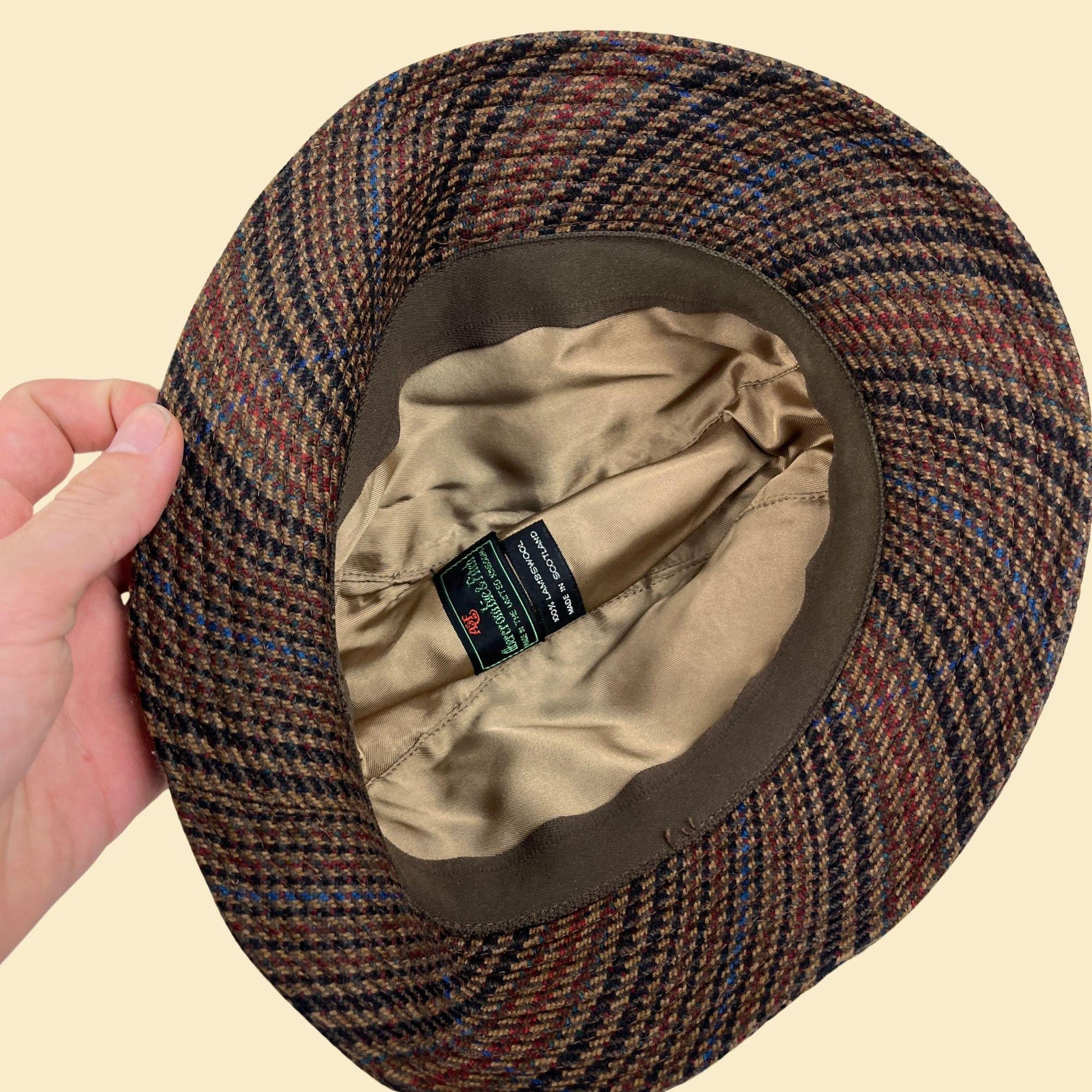 1950s Abercrombie & Fitch hat, vintage 7 1/8 lambswool men's tweed bucket hat, made in Scotland