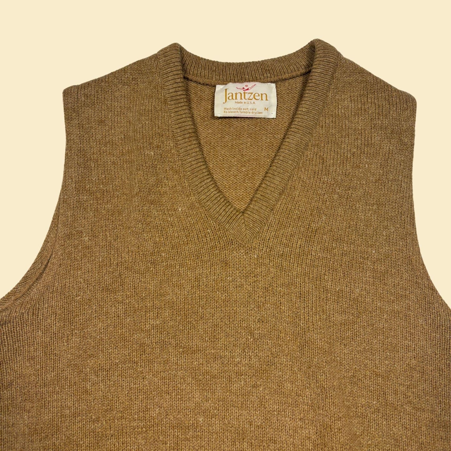 1970s Jantzen M vest, vintage beige/brown knit sweater vest