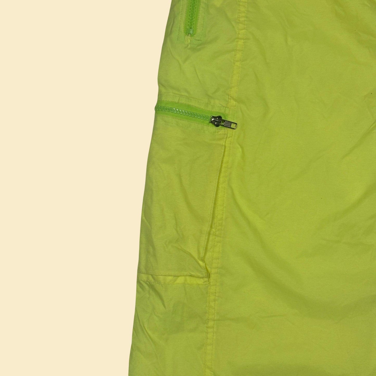 80s/90s ski pants by Downhill Racer, size XL men's neon yellow nylon pants