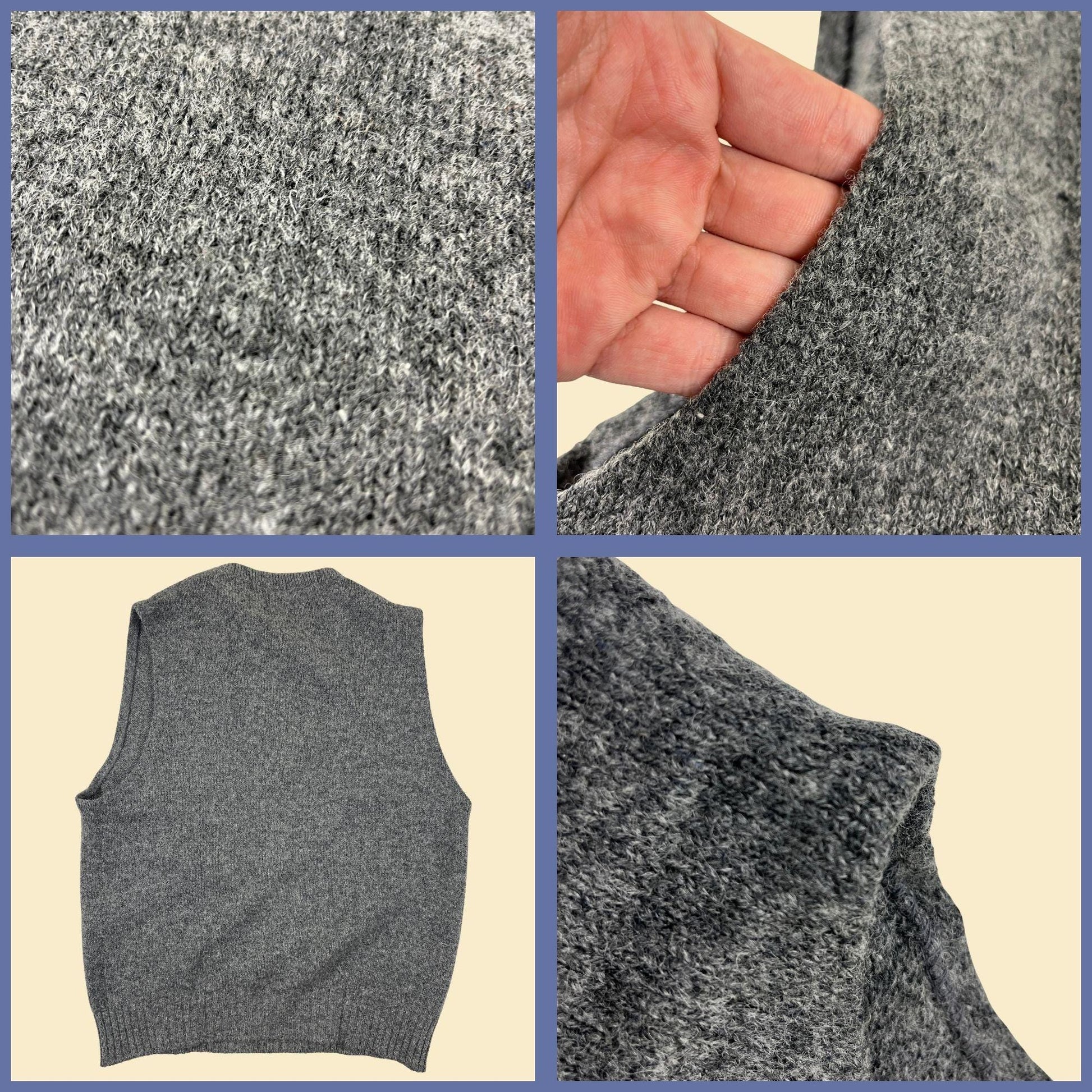 1980s Jantzen sweater vest, size M vintage grey knit men's sleeveless pullover, USA made