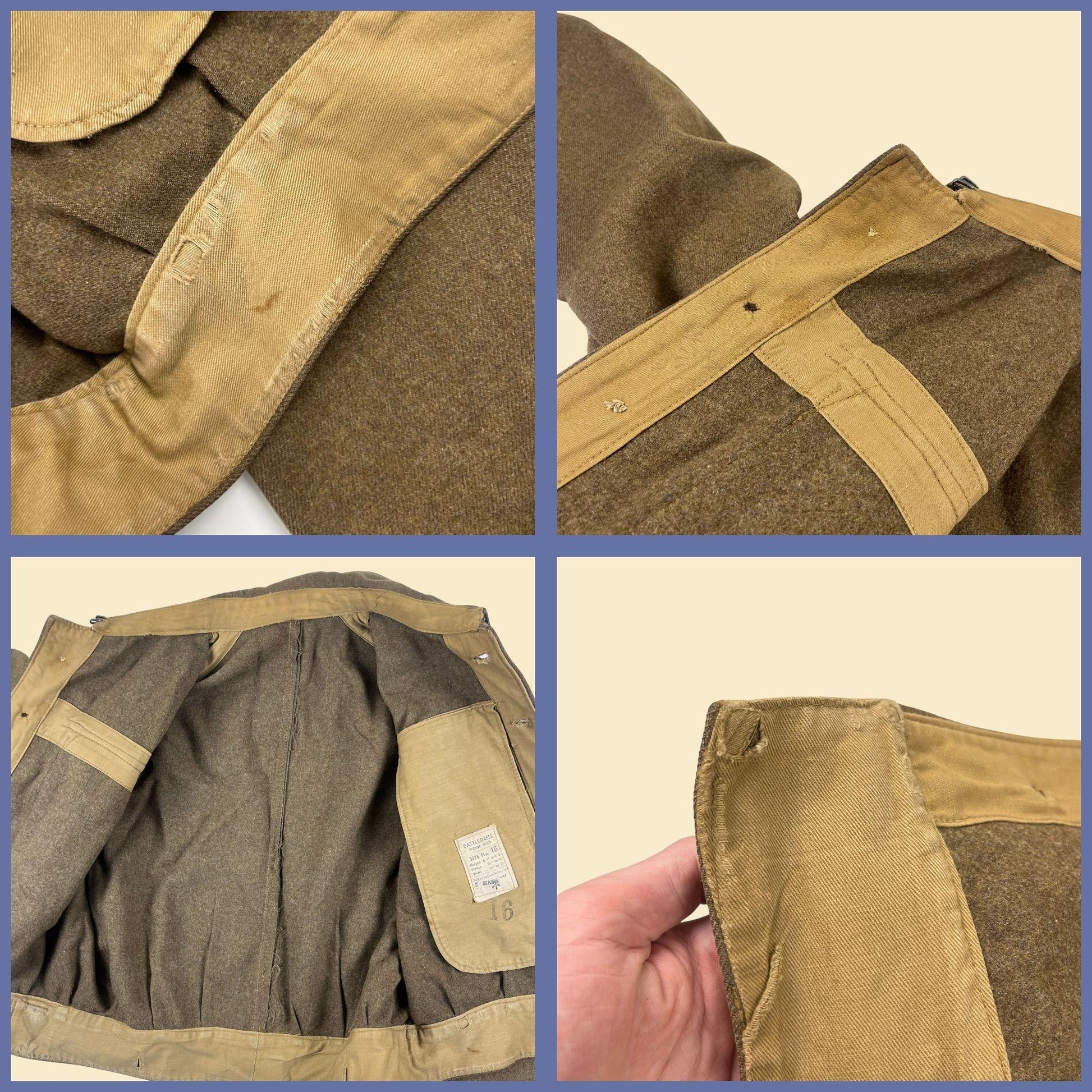 1940s wool military jacket by West Auckland Clothing Co, vintage England-made brown button up WWII era jacket