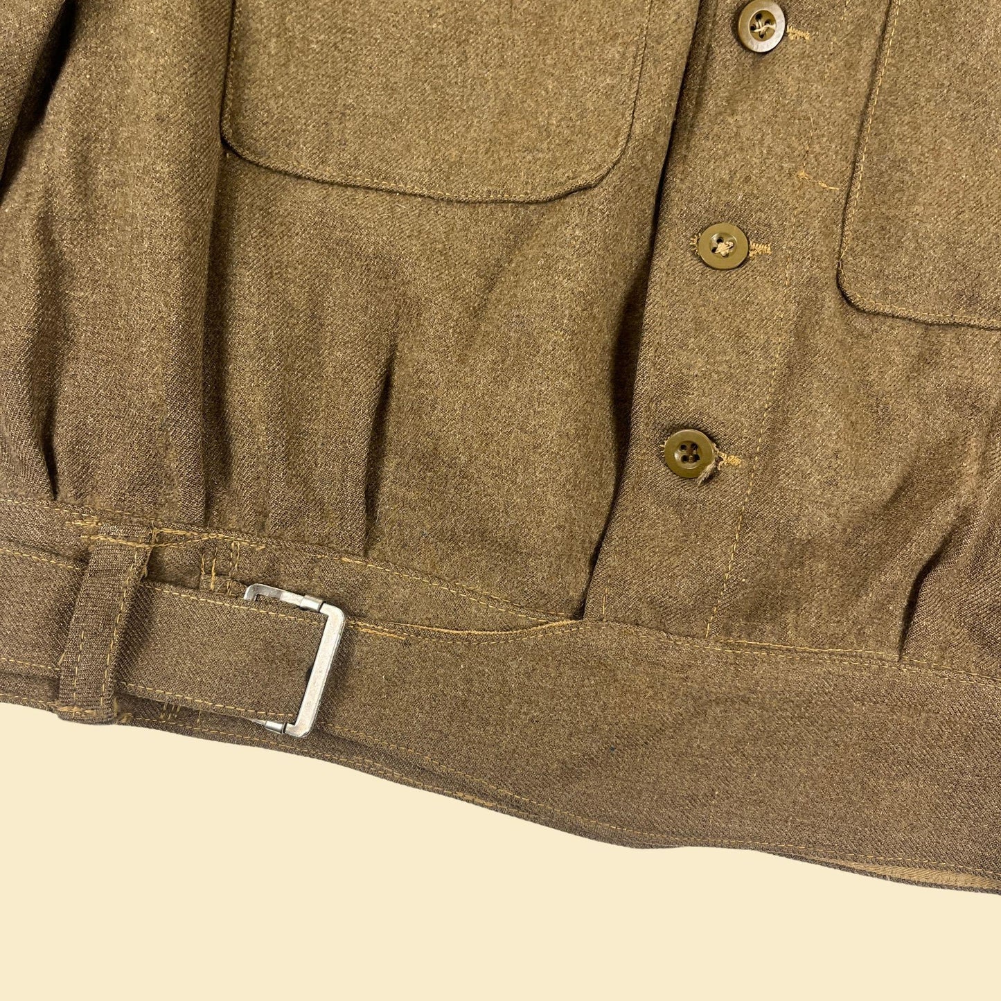 1940s wool military jacket by West Auckland Clothing Co, vintage England-made brown button up WWII era jacket