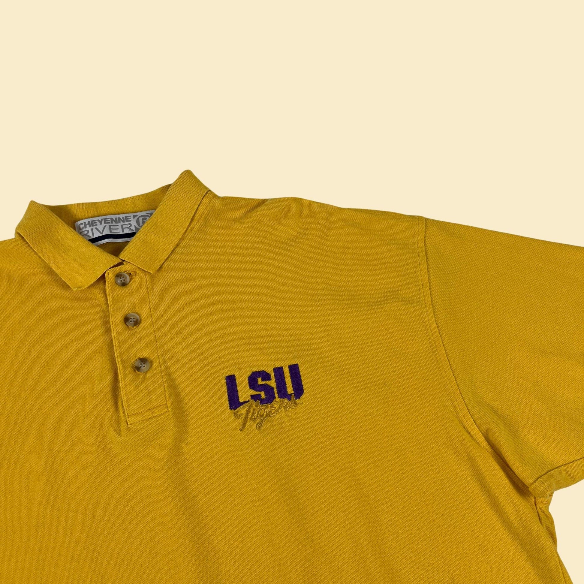 90s/Y2K LSU polo shirt, XL vintage Louisiana State University top by Cheyenne River