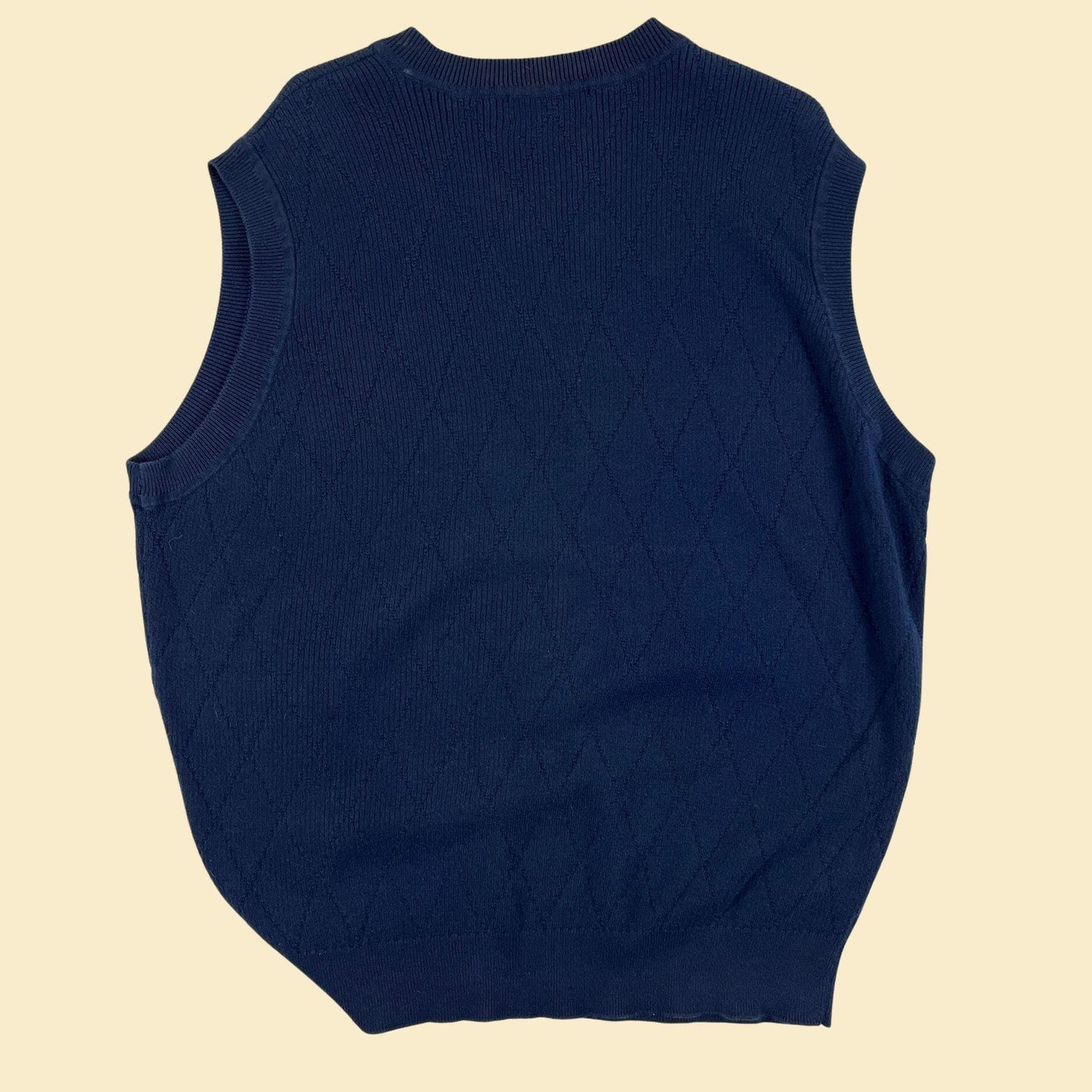 1990s L blue sweater vest by Roundtree & Yorke, vintage men's knit cotton sleeveless pullover