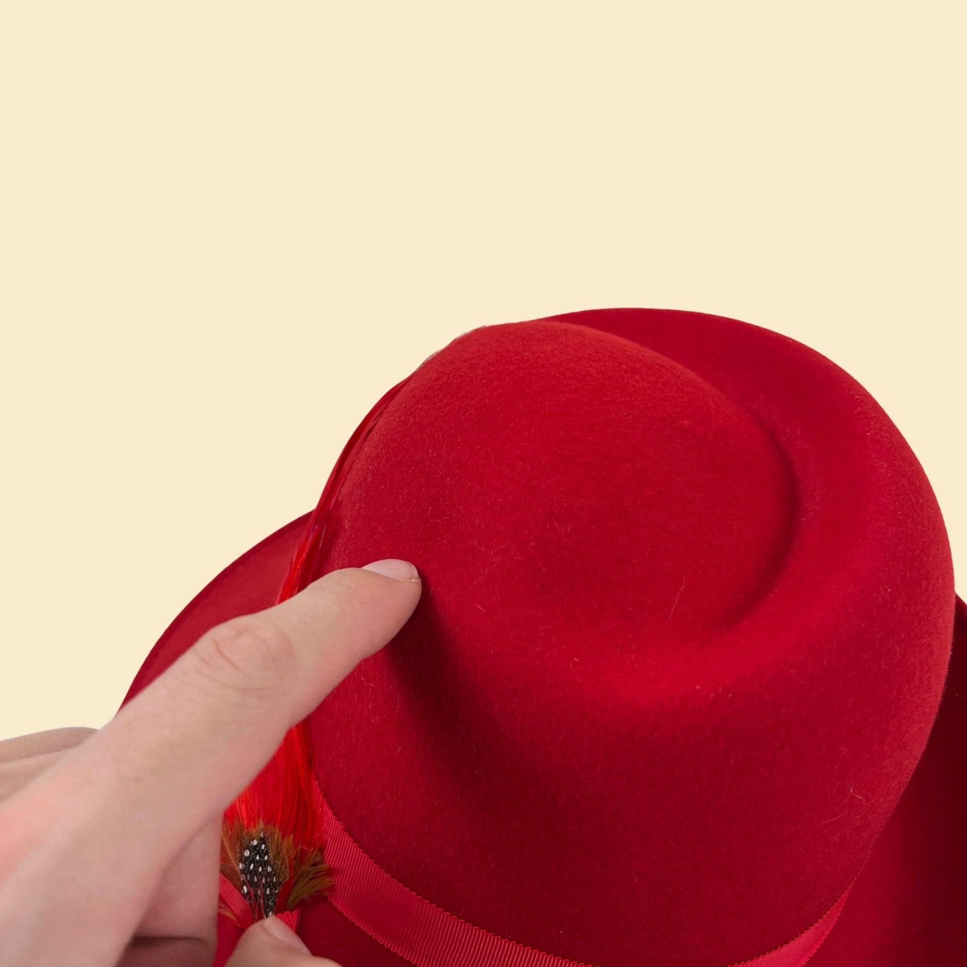 1970s red fedora brim hat by Geo W. Bollman & Co, vintage wool western-style hat