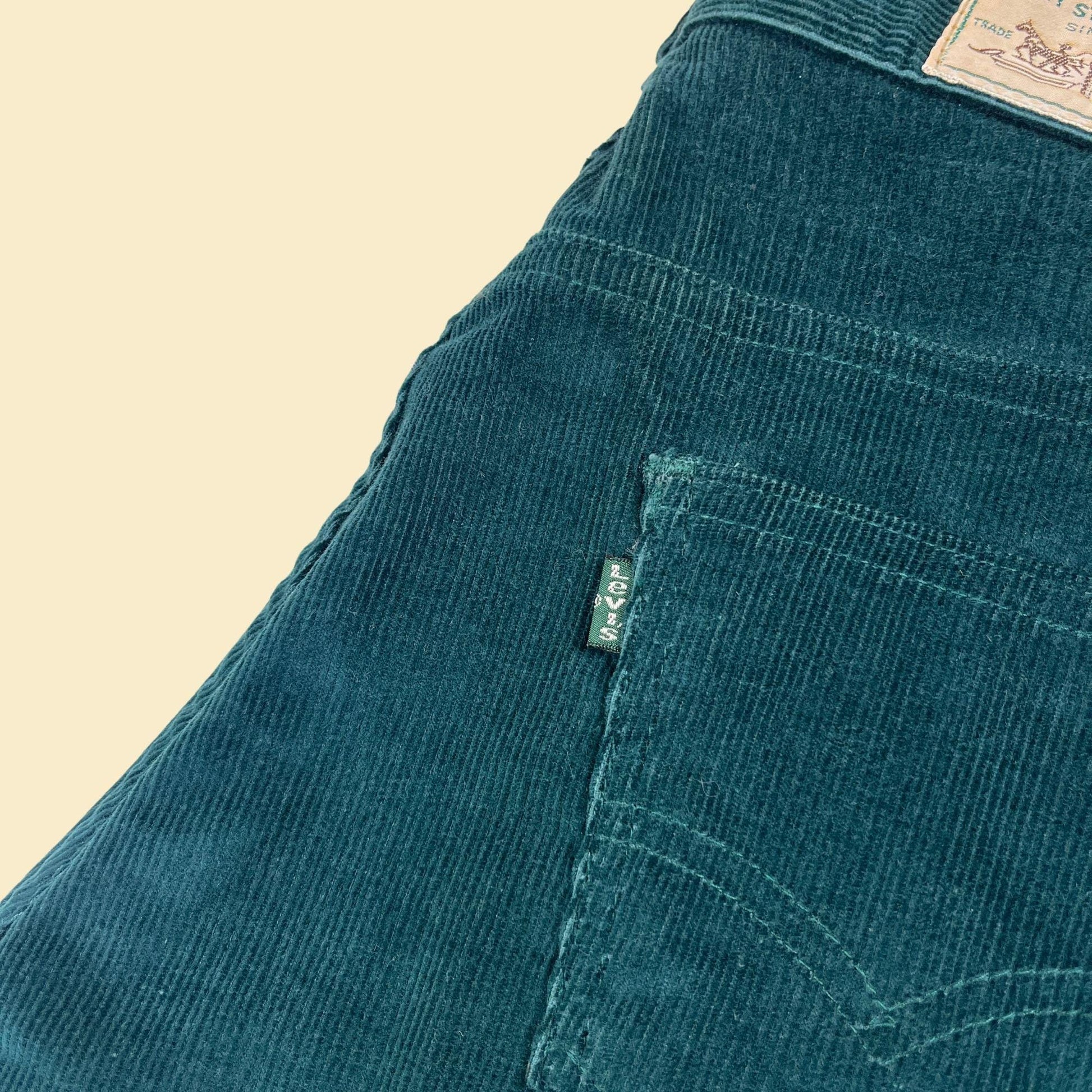 1980s Levi Strauss & Co corduroy pants, size 32 green straight leg USA made pants