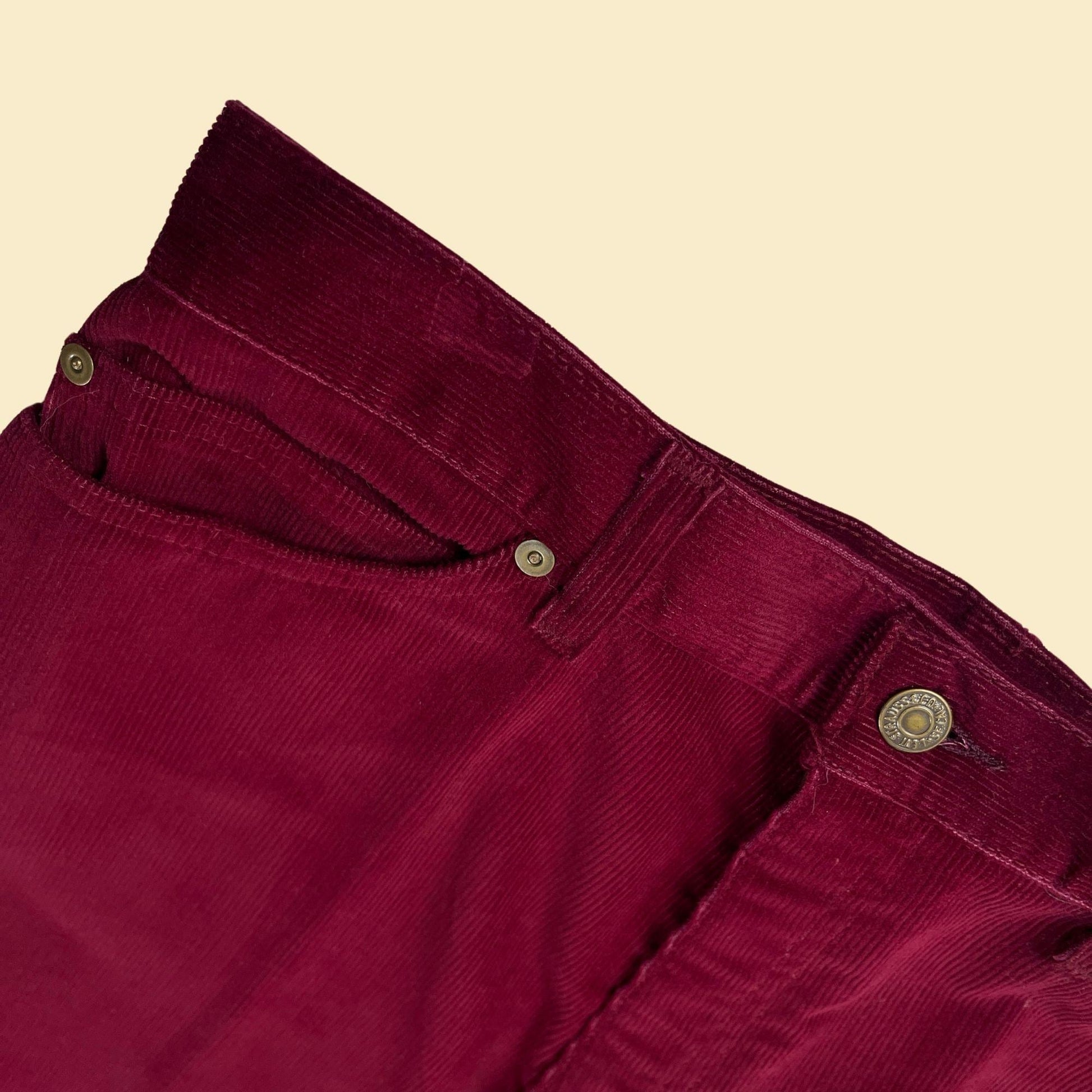 1980s Levi Strauss & Co corduroy pants, size 32 burgundy straight leg USA made pants