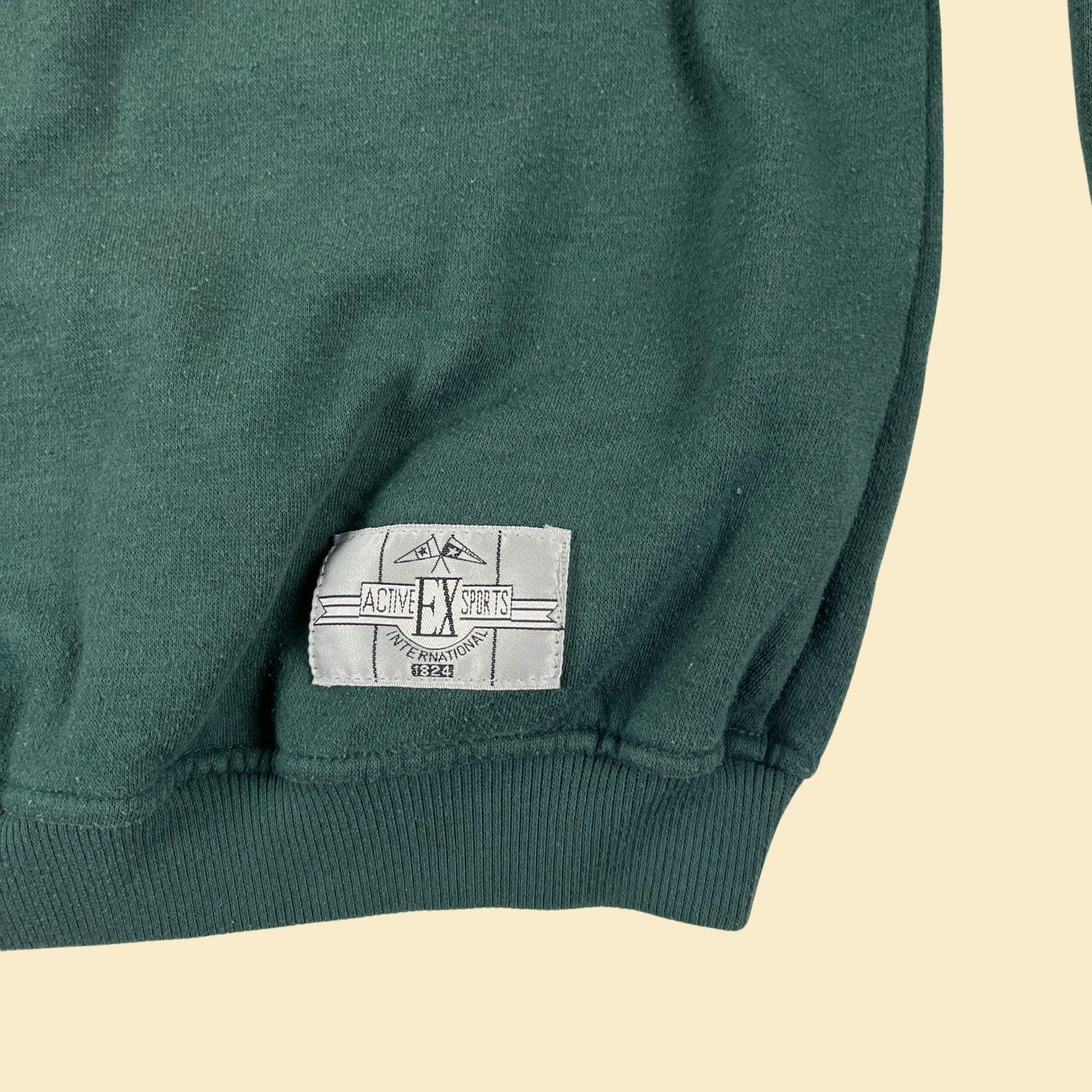 90s half zip L sweatshirt by Expressions, dark green vintage crewneck/henley style pullover