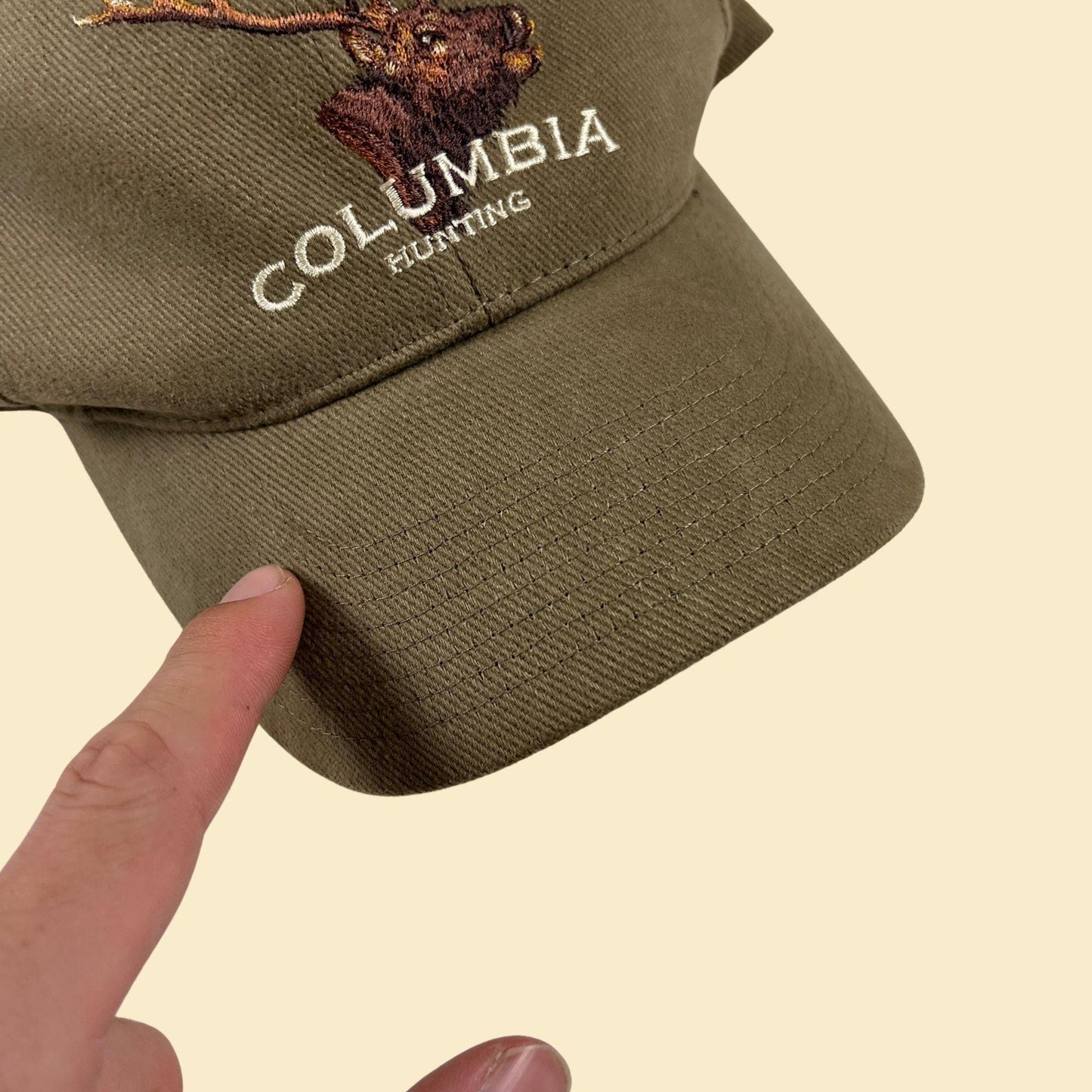 Y2K Columbia Hunting baseball cap, vintage 2000s new old stock beige hat w/ deer