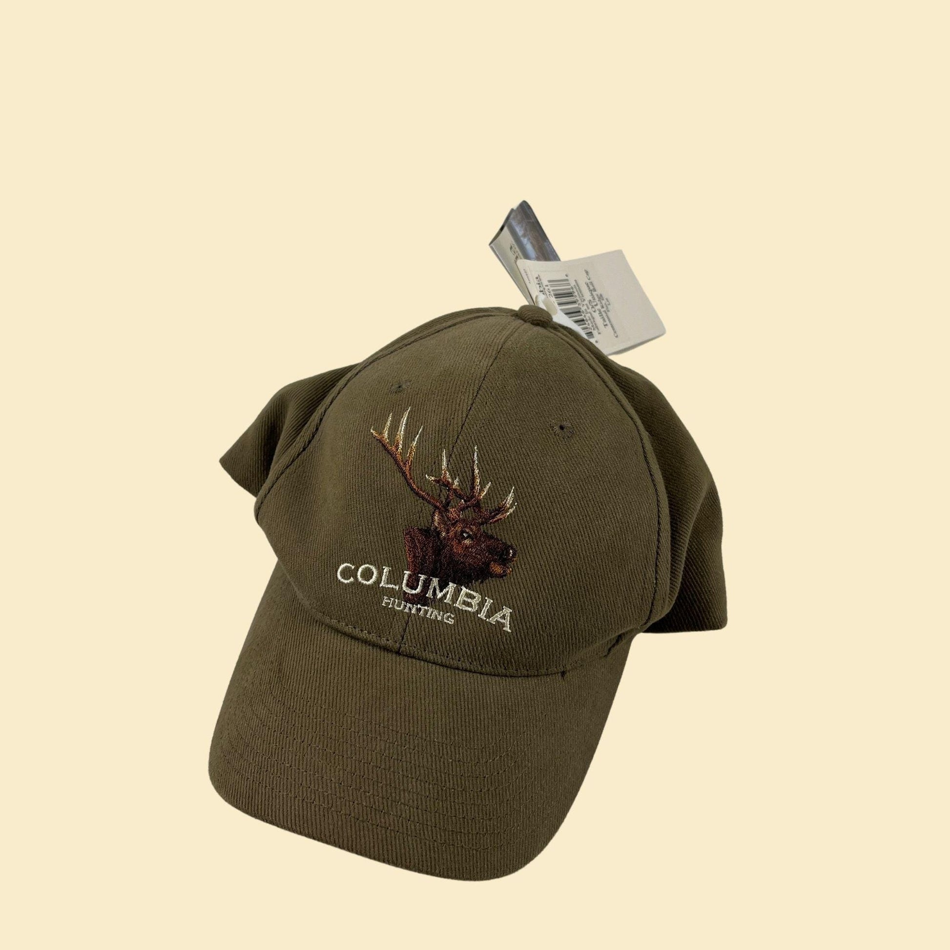 Y2K Columbia Hunting baseball cap, vintage 2000s new old stock beige hat w/ deer