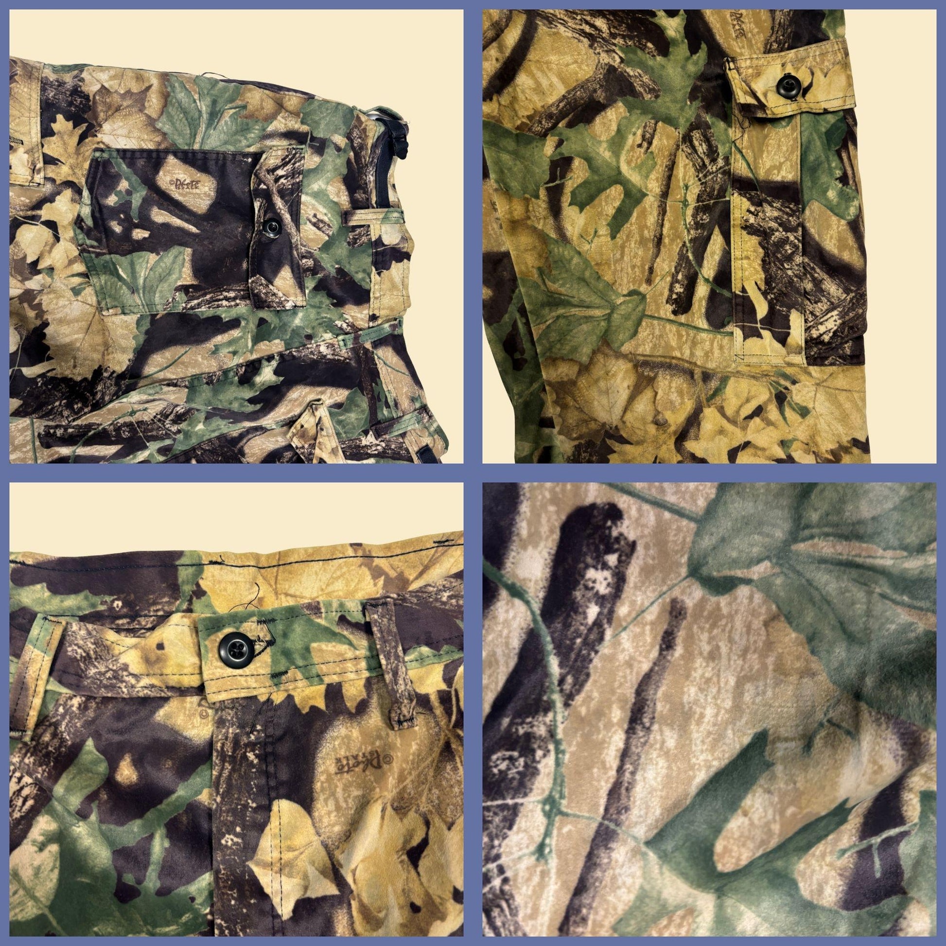 90s M camo men's pants by Westark, vintage USA made camouflage cargo hunting pants