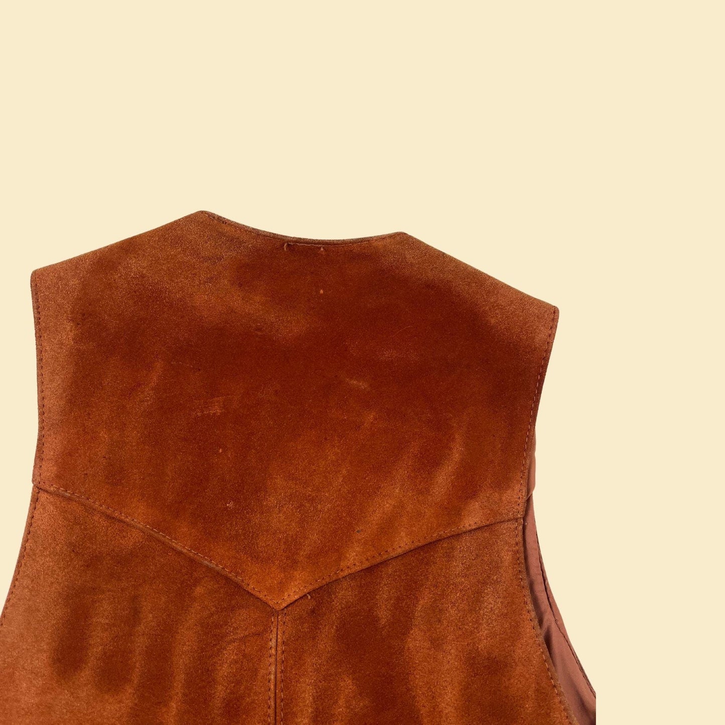 1970s L orange leather vest by Chess King, vintage men's snap clasp burnt orange vest