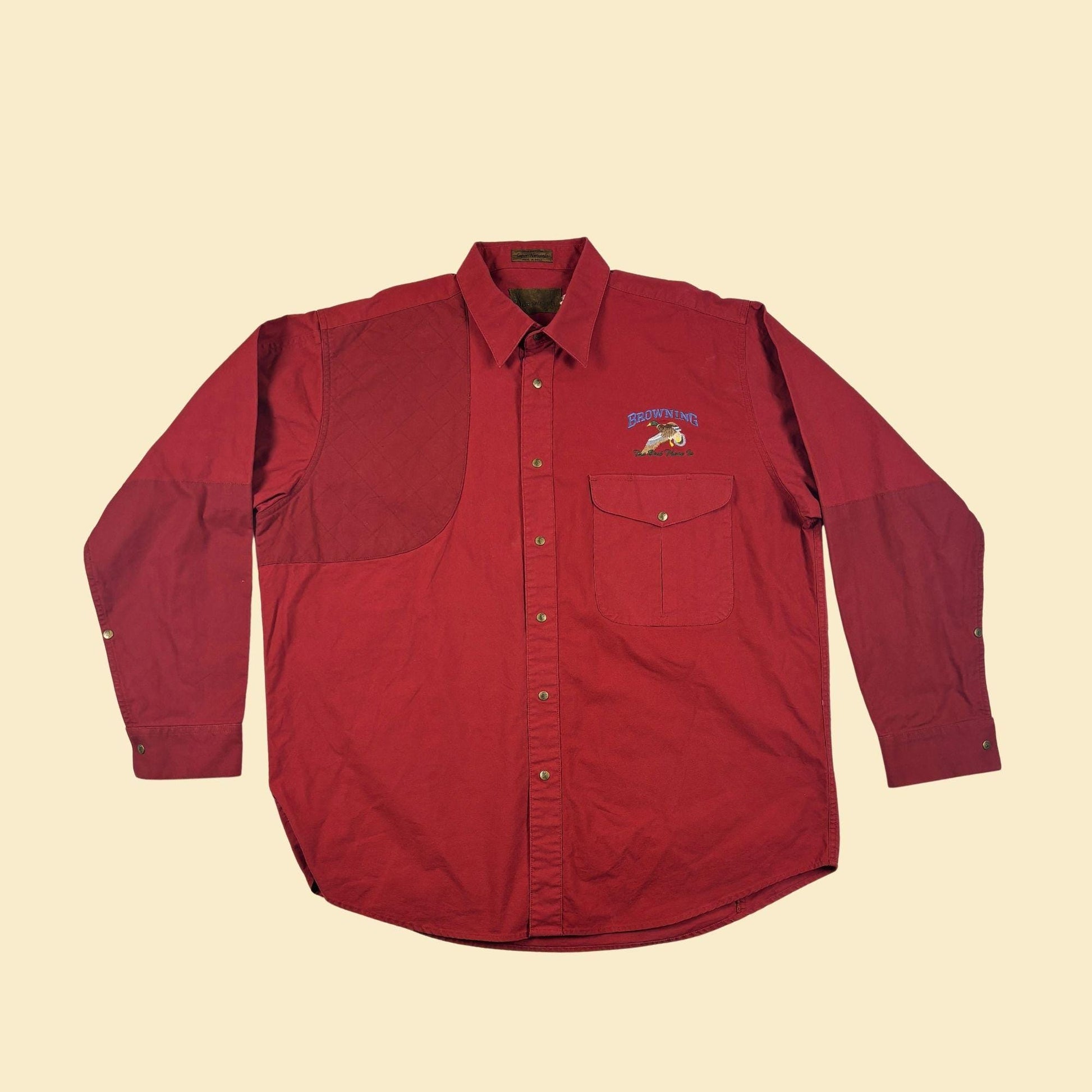 90s/Y2K XL men's hunting shirt by Browning, vintage red cotton long sleeve button down top