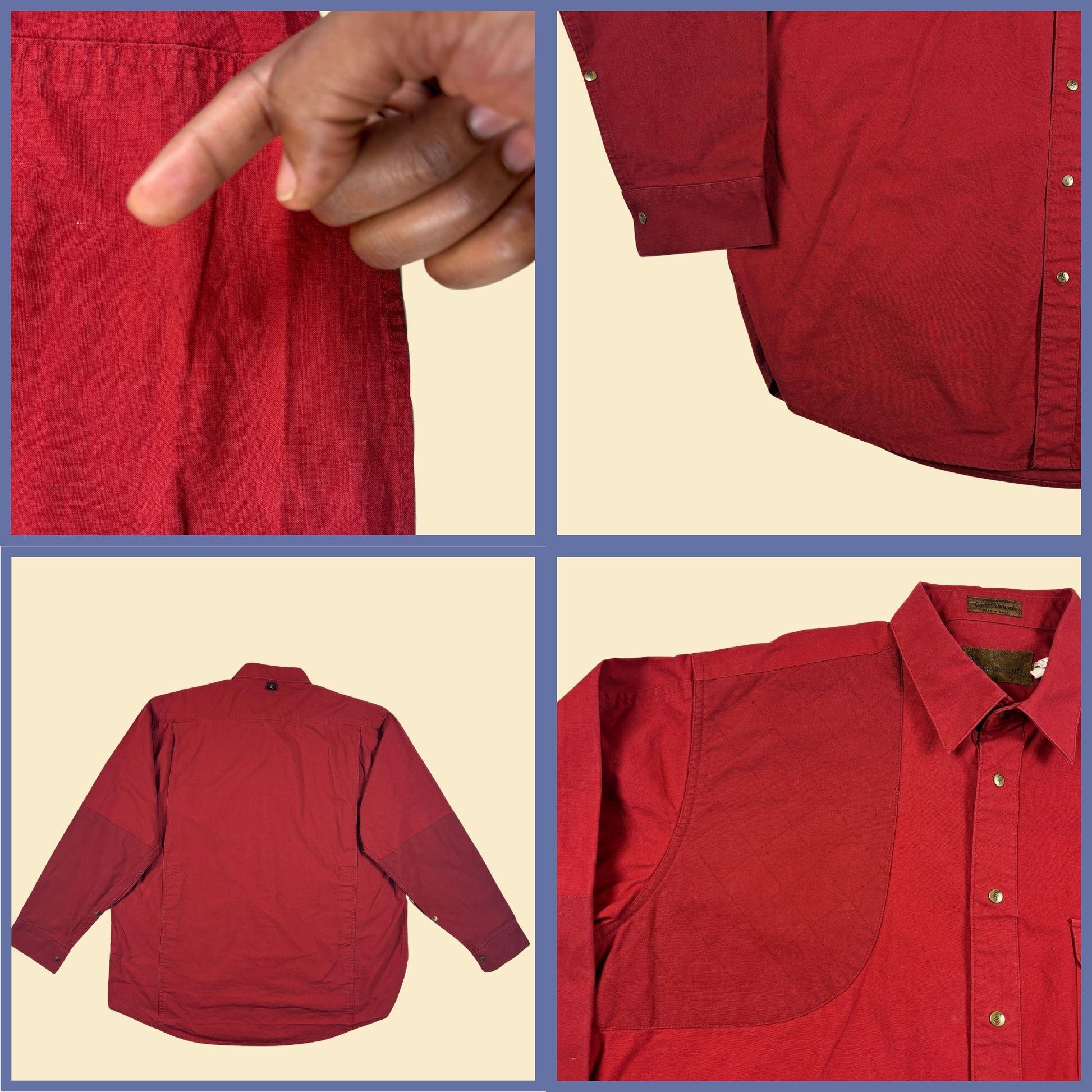 90s/Y2K XL men's hunting shirt by Browning, vintage red cotton long sleeve button down top